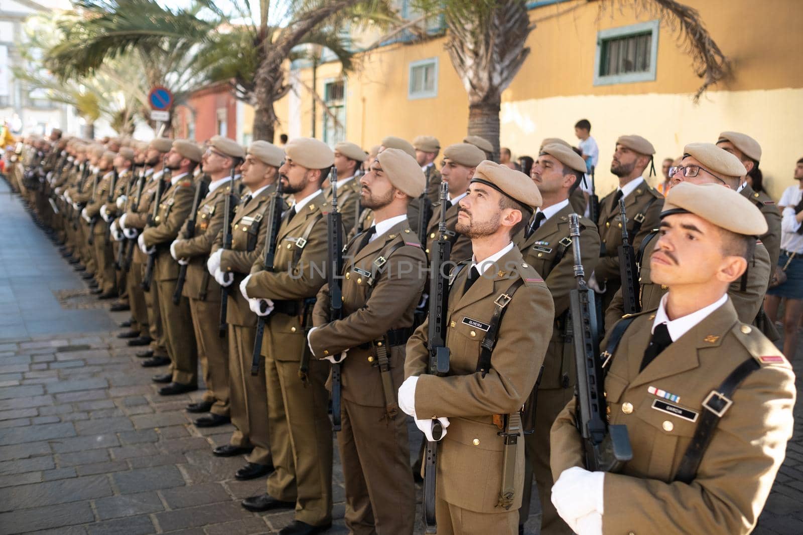 July 25, 2019. A guard of honor greets a guest in the City of Santa Cruz de Tenerife. Canary Islands, Spain.