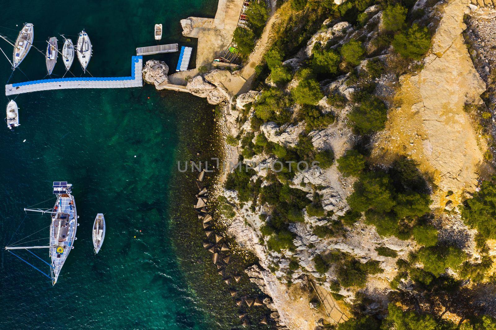 White yachts in Calanque de Port Miou, one of biggest fjords between Marseille and Cassis, France by Lobachad