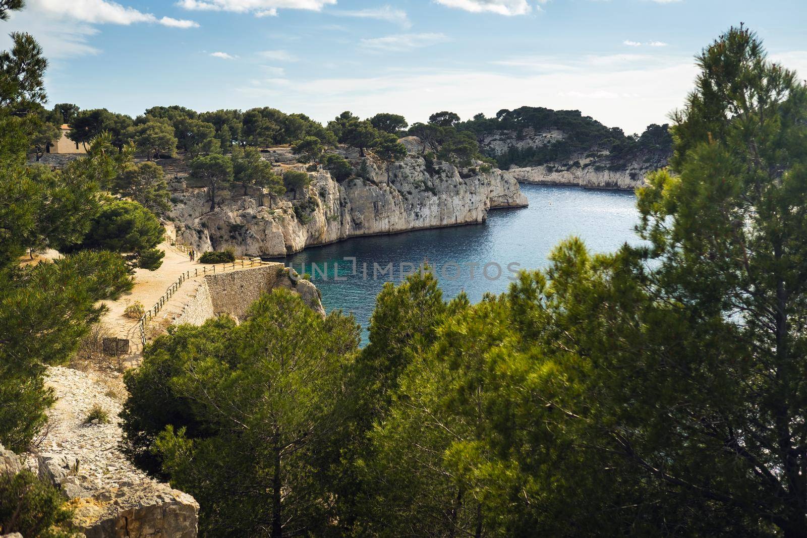 View of the Calanque de Port Mioux, one of the largest fjords between Marseille and Cassis, France.