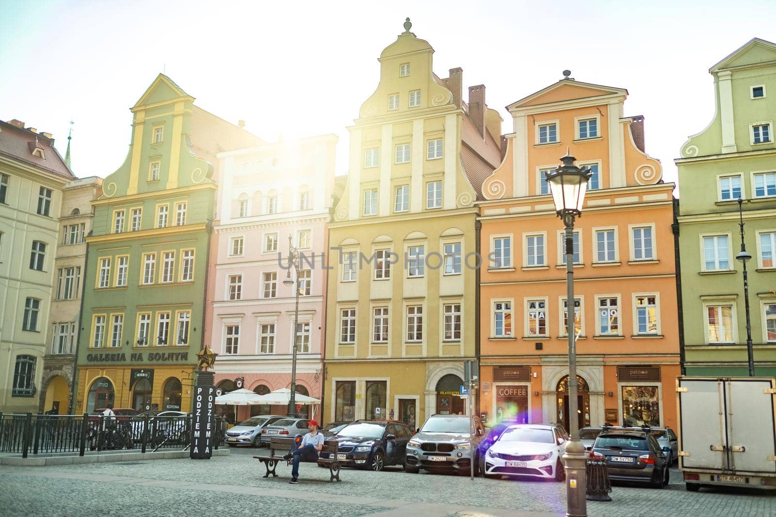 WROCLAW, POLAND-April 8, 2019: View of the Market Square in the Old Town of Wroclaw. Wroclaw is the historical capital of Lower Silesia.