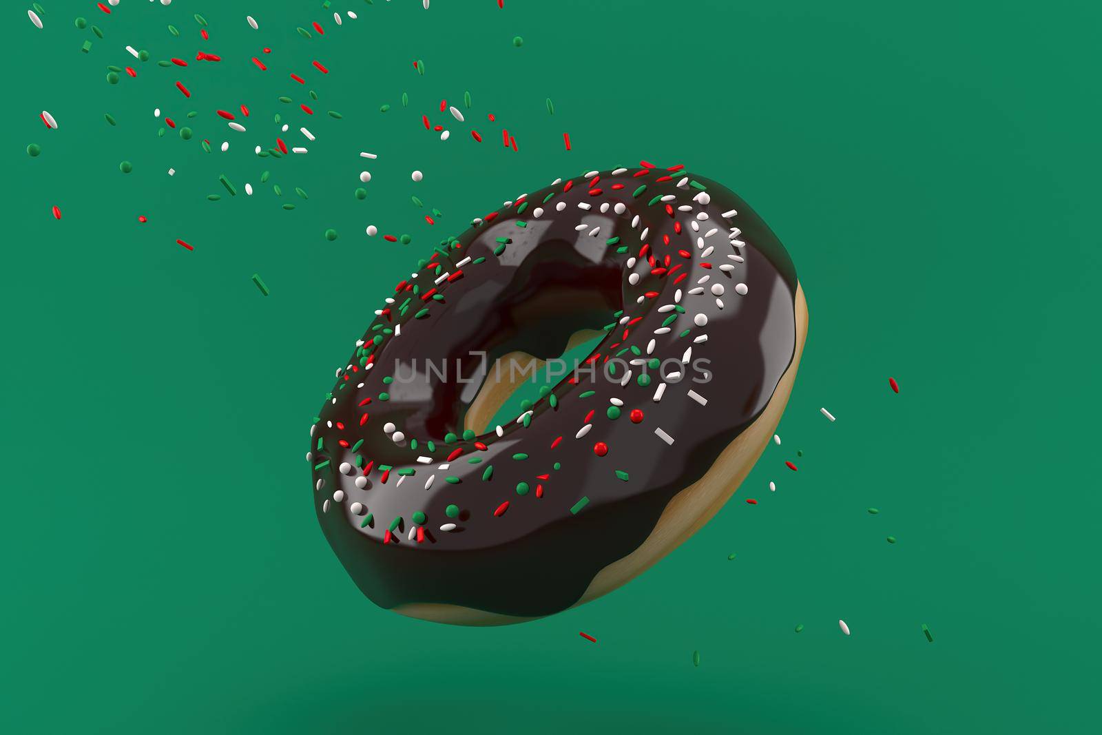 3d illustration of donut sweets For the holidays, New Year and Christmas.