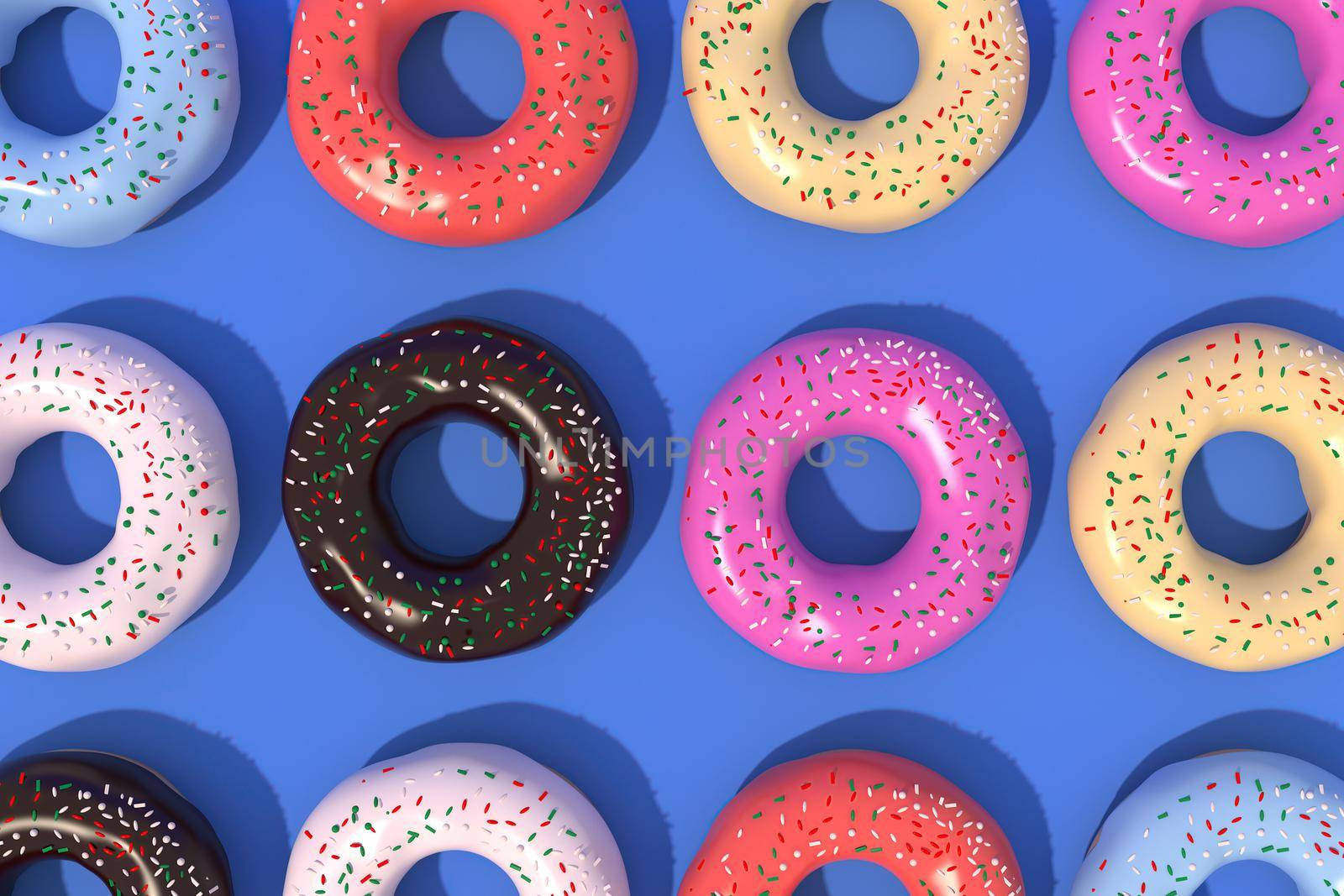 3d illustration of donut sweets For the holidays, New Year and Christmas.