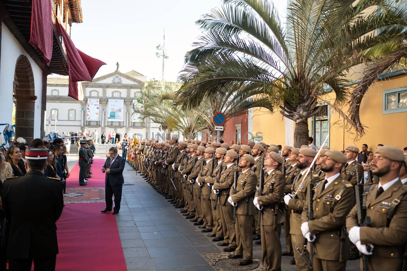 July 25, 2019. A guard of honor greets a guest in the City of Santa Cruz de Tenerife. Canary Islands, Spain by Lobachad