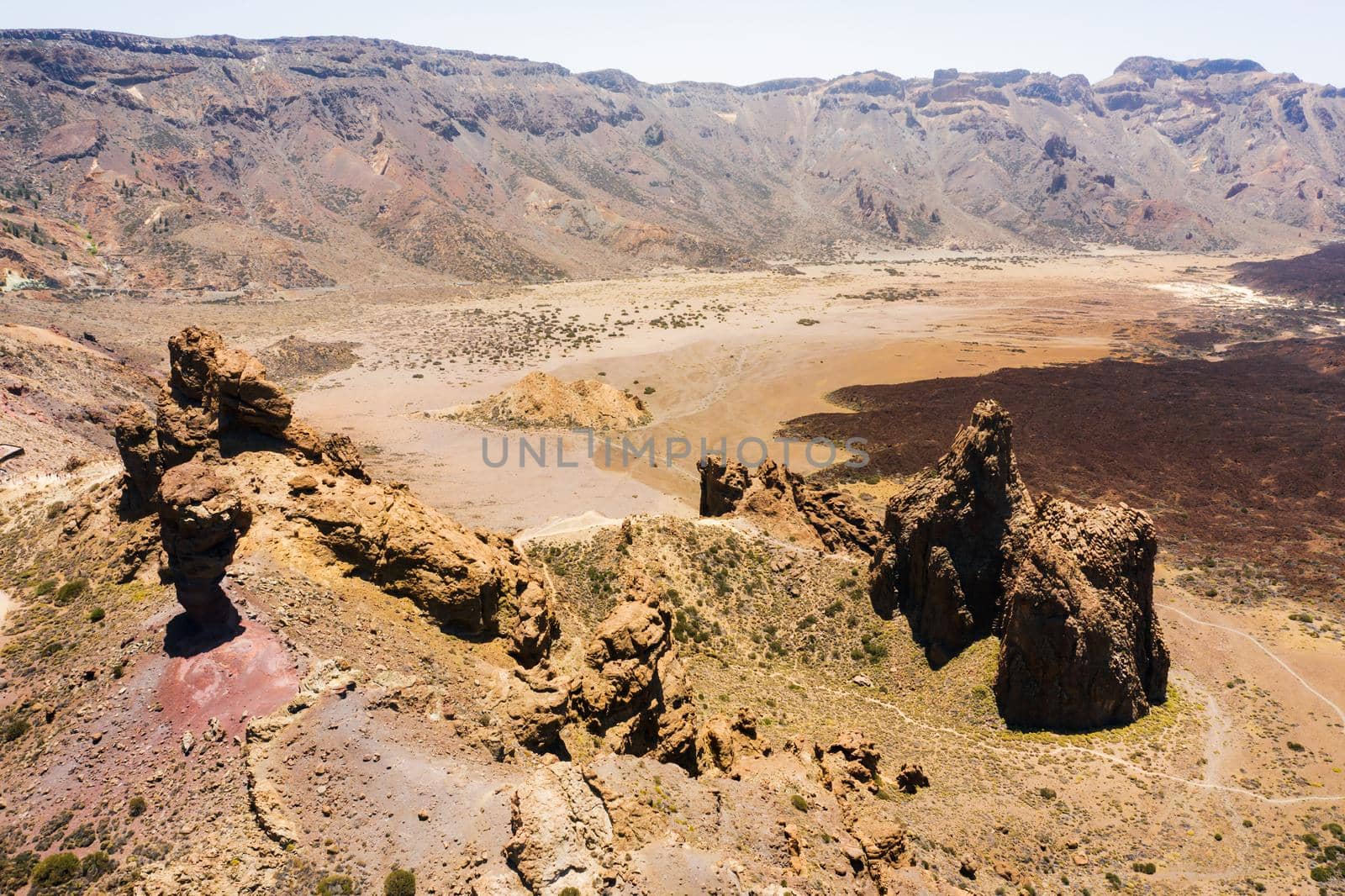 Mars the red planet's desert landscape. Teide National Park. Beautiful view of the Teide volcano. Desert Crater of the Teide volcano.Mount Teide in Tenerife. Tenerife, Canary Islands.