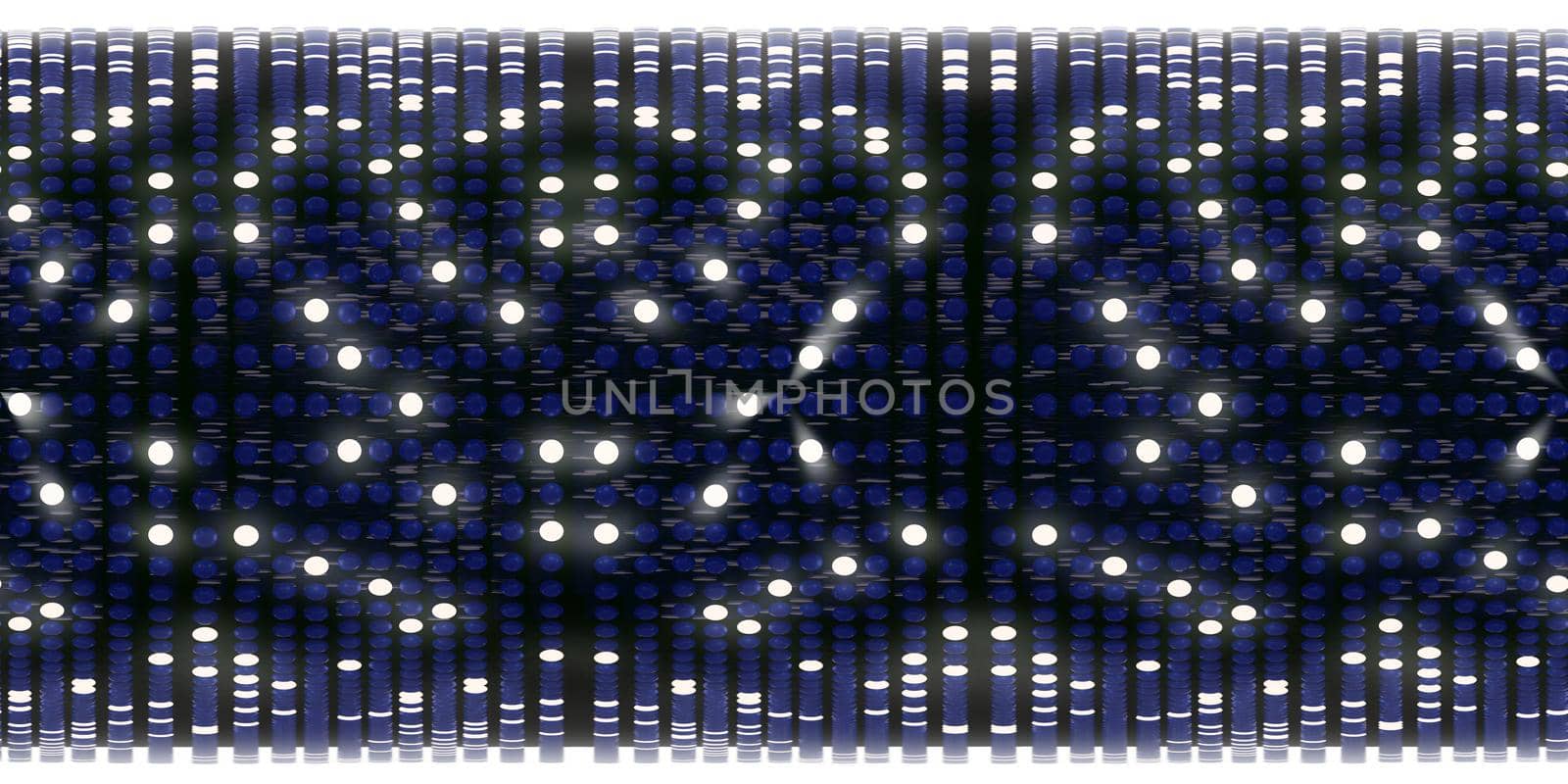 3d illustration, 3d rendering, vr 360 panorama abstract images of the spherical background, the path to light, blue spherical plastic background Alternating white spherical light