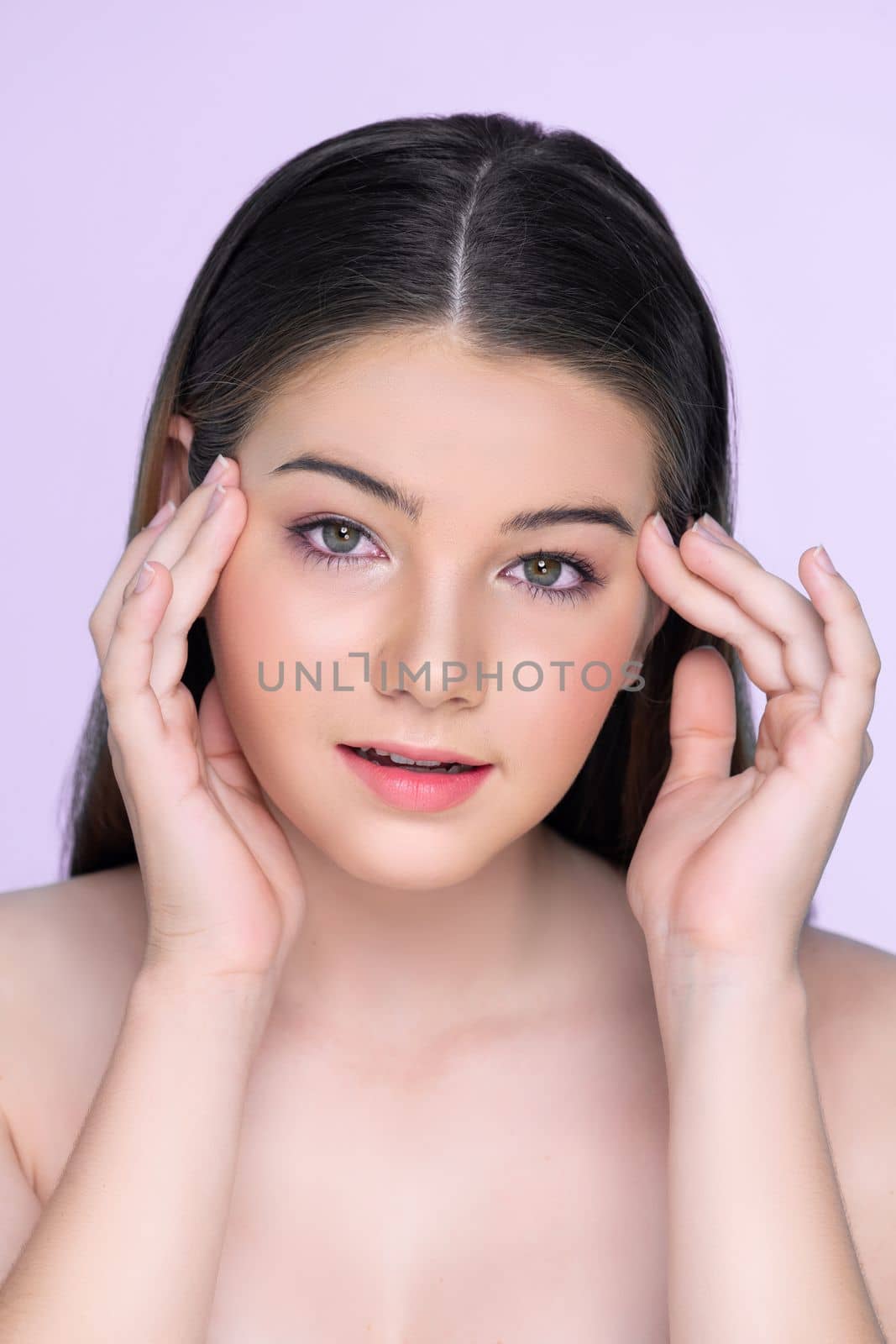 charming girl with flawless skin portrait for beauty and cosmetic concept. by biancoblue