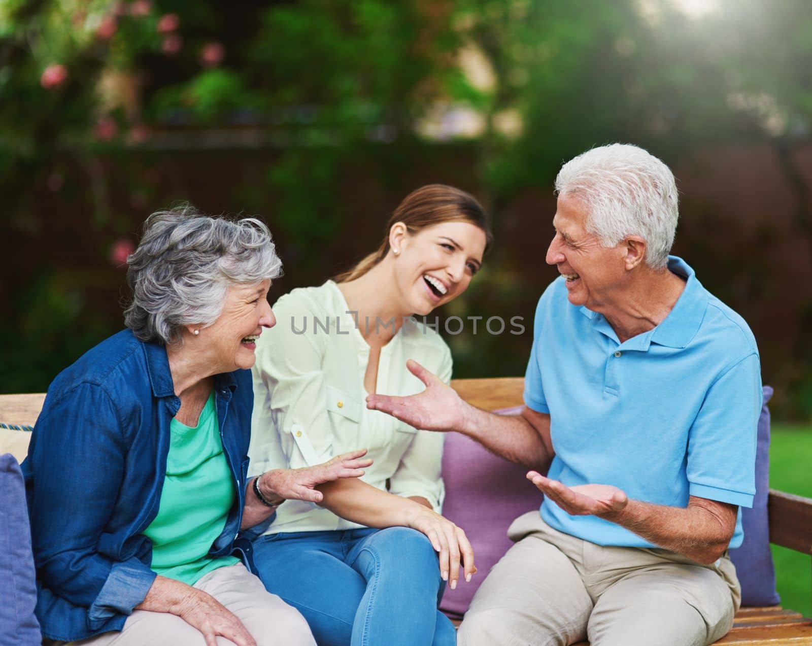 The best things in life arent things. a senior couple spending time with their daughter
