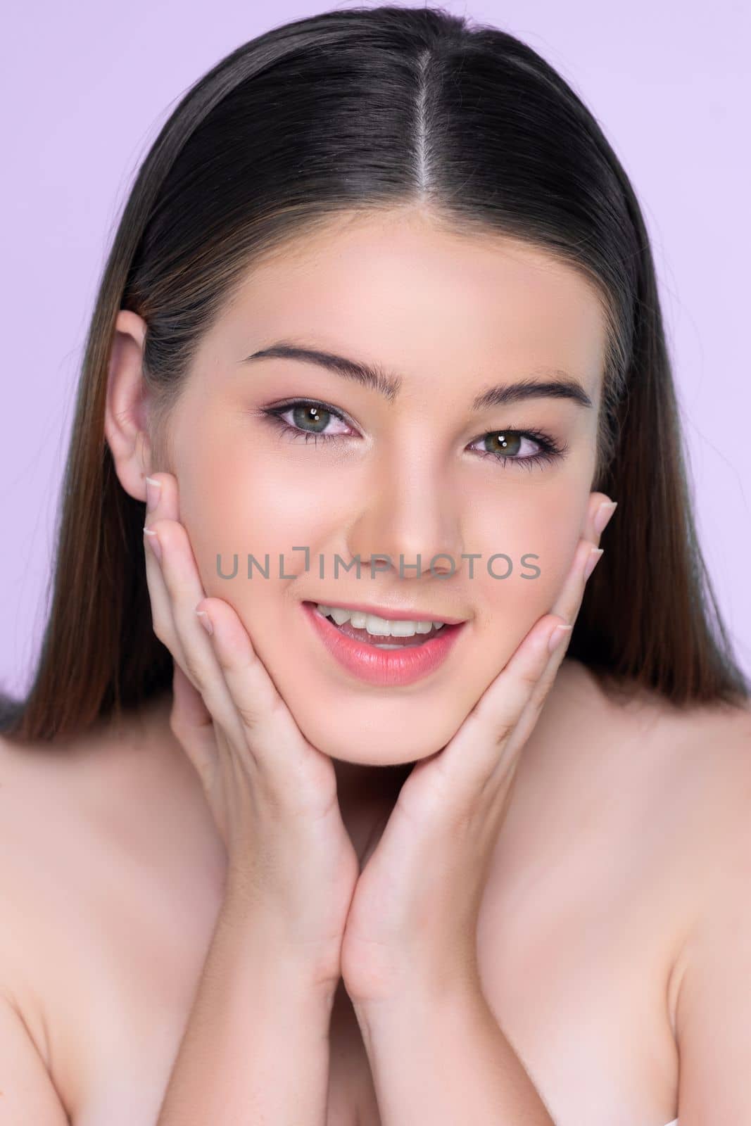 charming girl with flawless skin portrait for beauty and cosmetic concept. by biancoblue