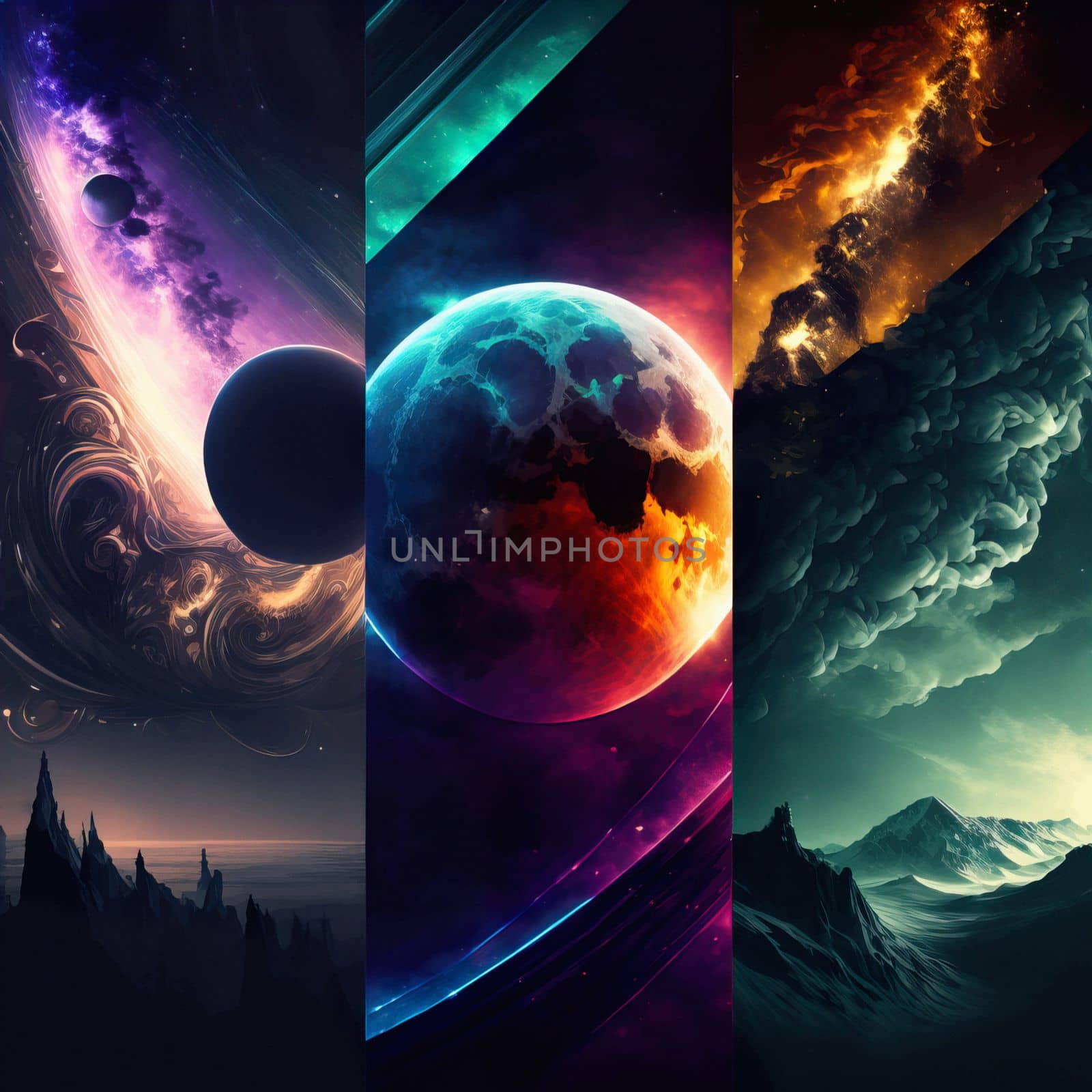 Beautiful outer space images 3d illustration, space wallpapers for phone, alien planet, nebulae, galaxies design, smartphone's home screen. lock screen display. Download image