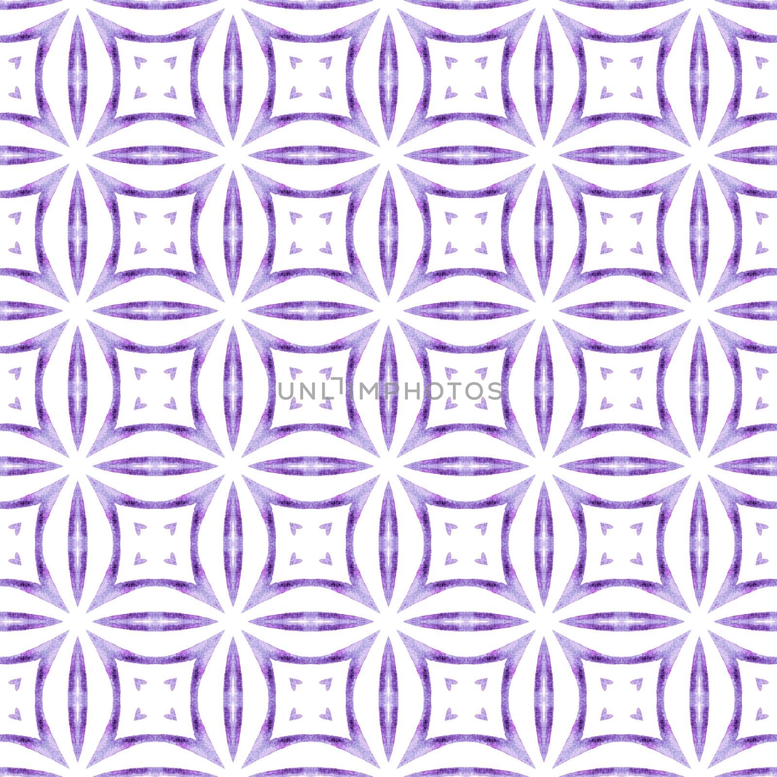 Textile ready elegant print, swimwear fabric, wallpaper, wrapping. Purple flawless boho chic summer design. Trendy organic green border. Organic tile.