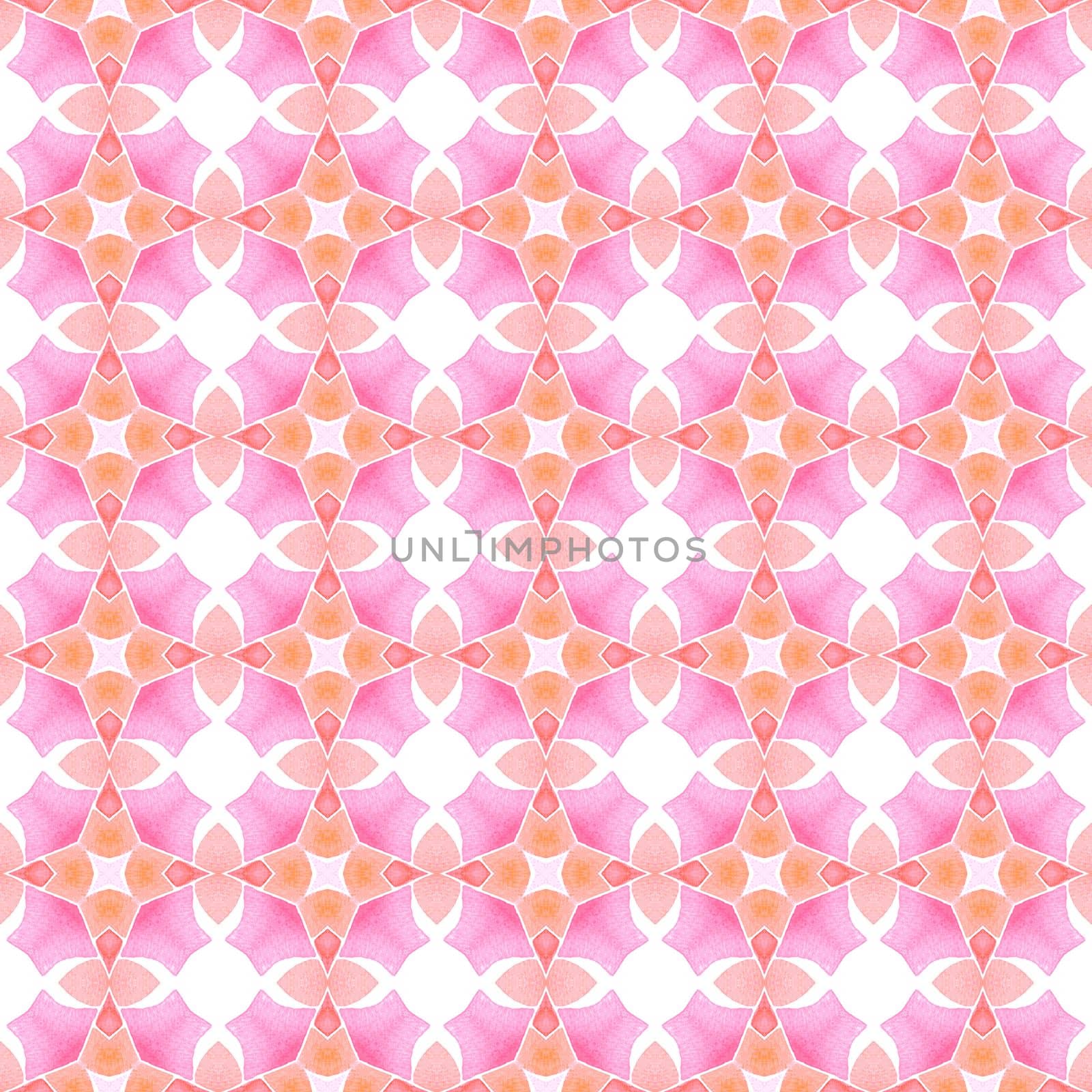 Chevron watercolor pattern. Orange tempting boho chic summer design. Textile ready rare print, swimwear fabric, wallpaper, wrapping. Green geometric chevron watercolor border.
