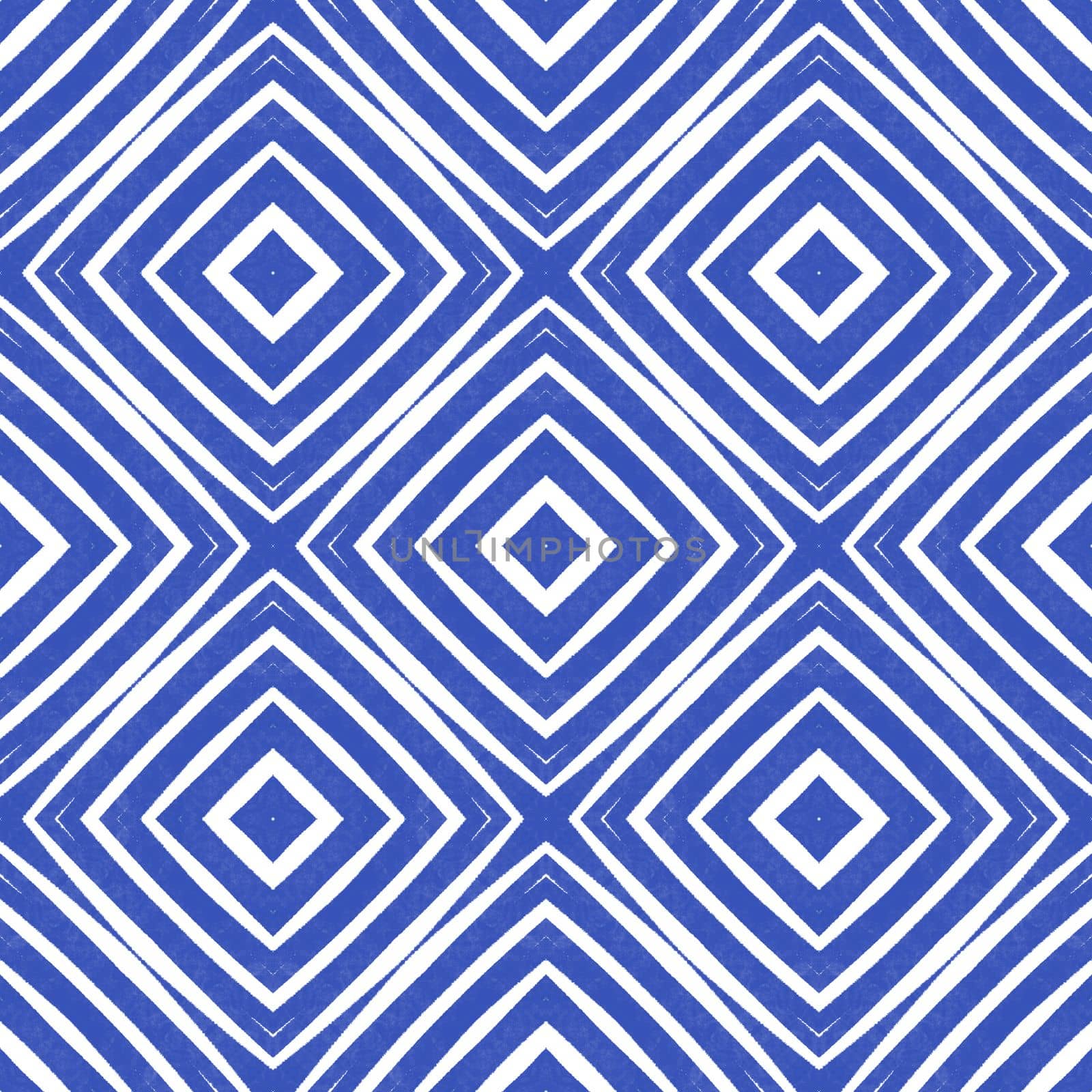 Tiled watercolor pattern. Indigo symmetrical by beginagain