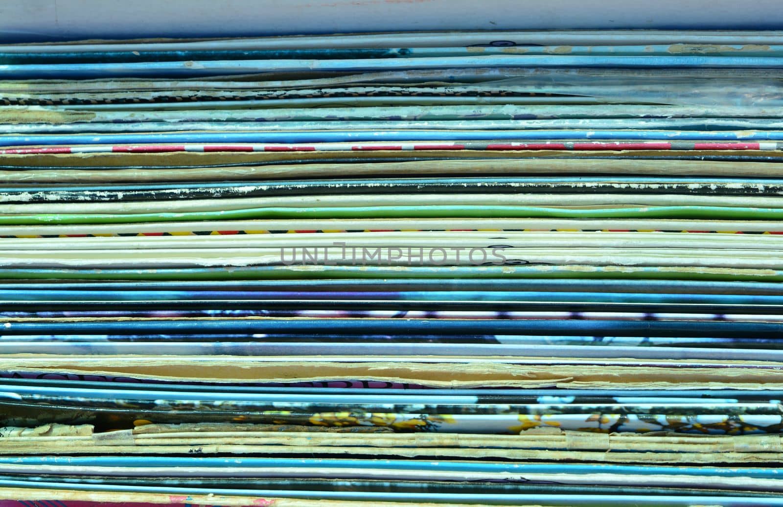 Horizontal background of old vinyl carton covers