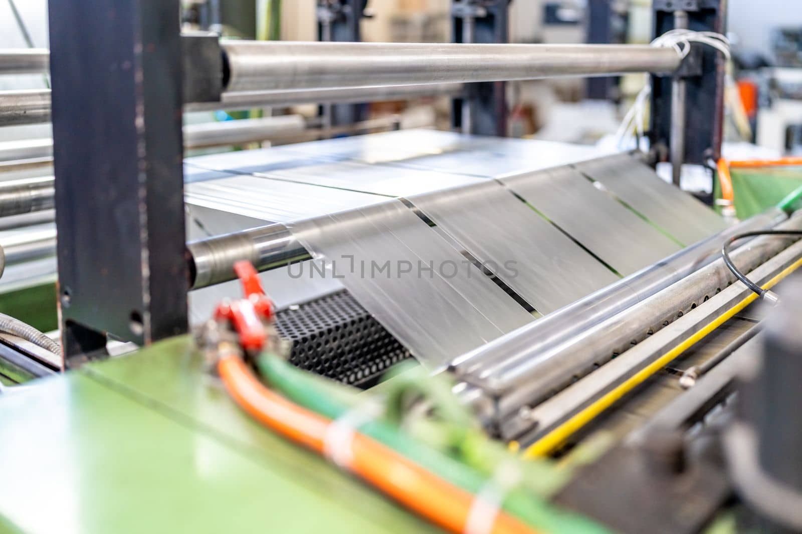 production of plastic bags in the factory.