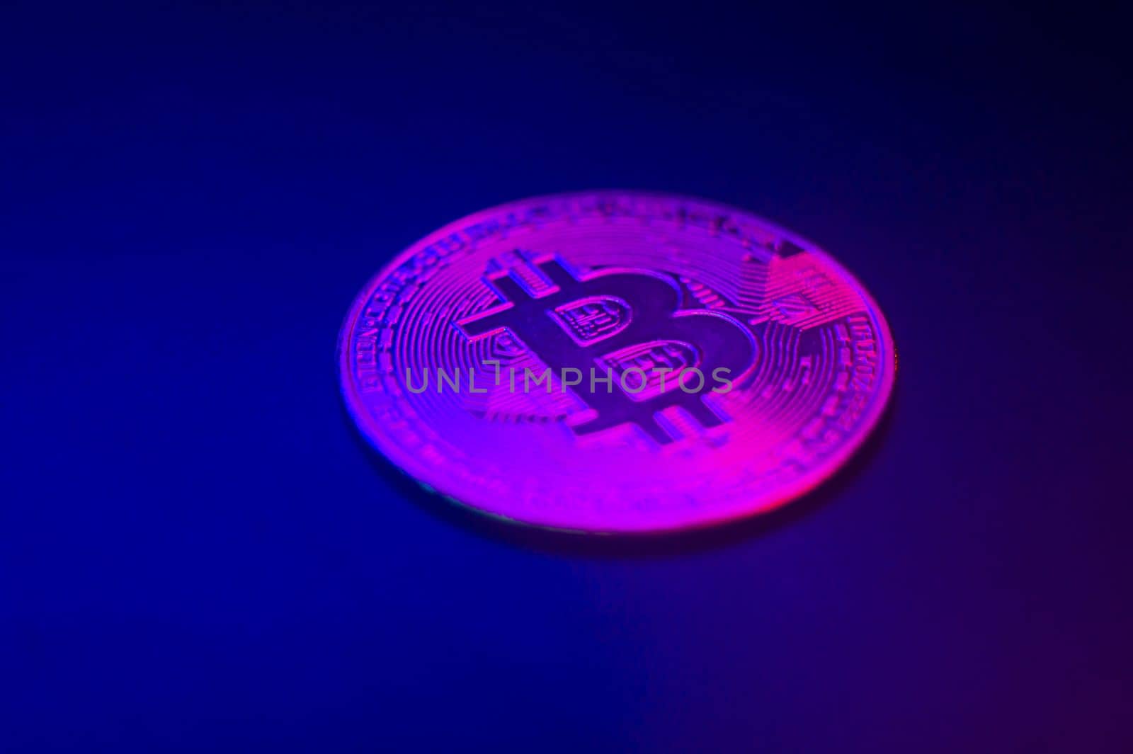 Crypto currency golden coin with bitcoin symbol on isolated on black background. Bitcoin Coin on black background. Bitcoin cryptocurrency. Cryptocurrency Coin Concept. single golden valuable