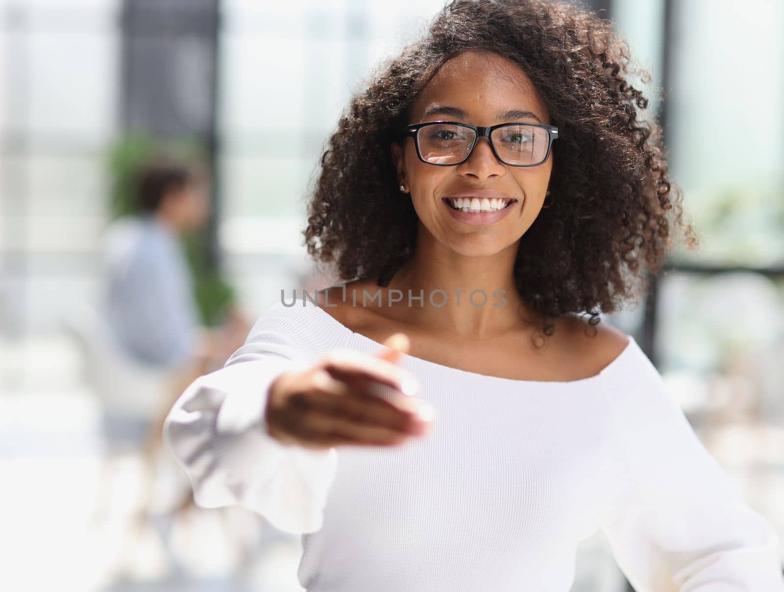 Portrait of a young attractive African American woman looking at the camera