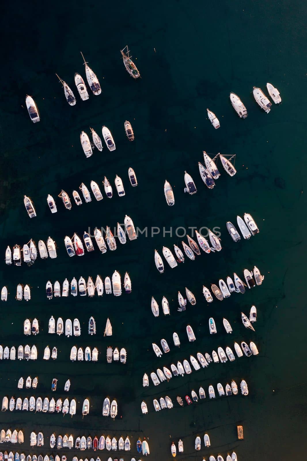 Aerial view of the small port of Baratti at the first light of dawn  by fotografiche.eu