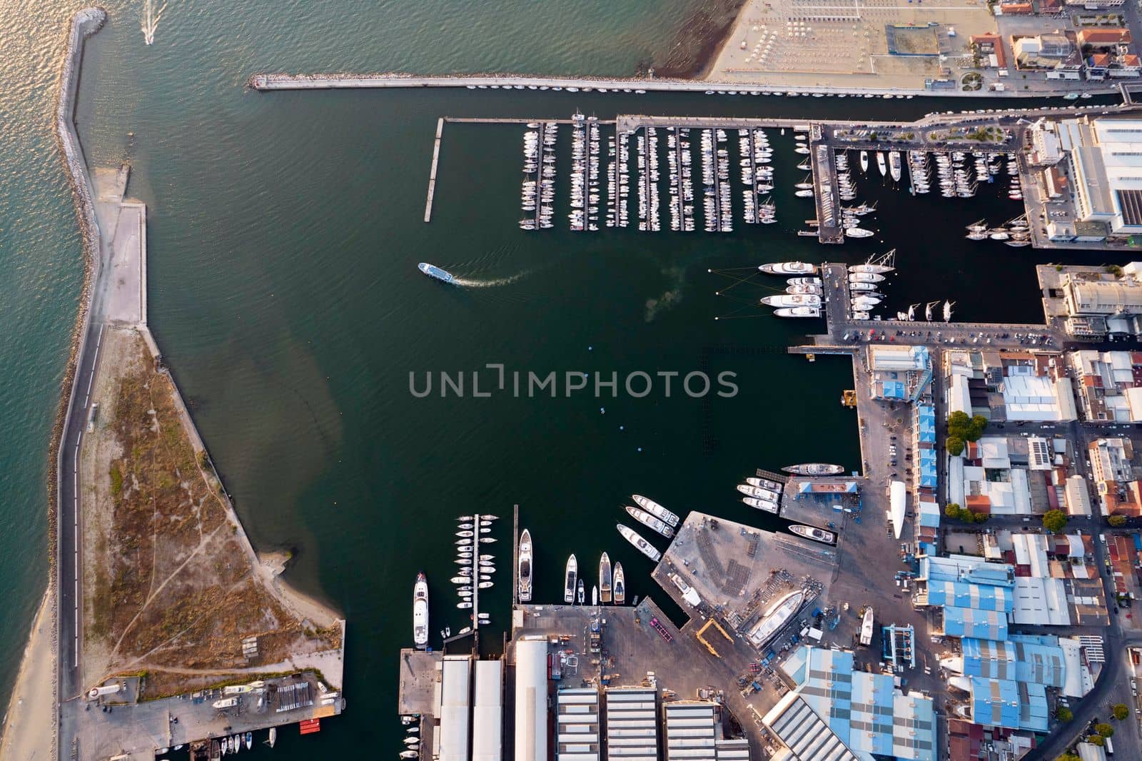 Aerial view of the touristic port of Viareggio Tuscany  by fotografiche.eu