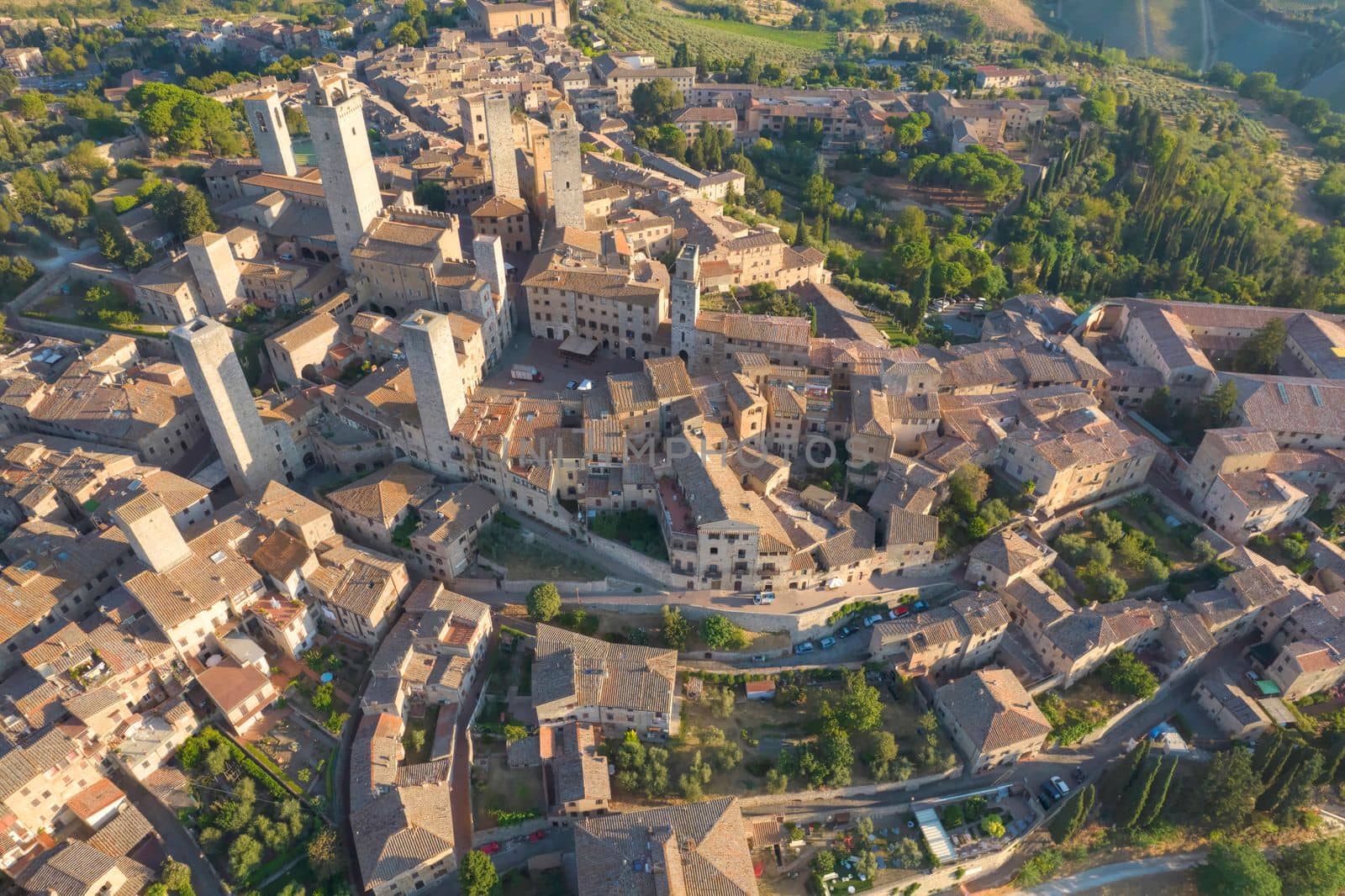 Aerial view of the town of San Gimignano Tuscany Italy  by fotografiche.eu