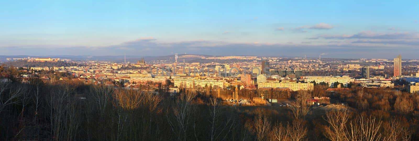 City of Brno - Czech Republic - Europe. City skyline at sunset. Panoramic photography.