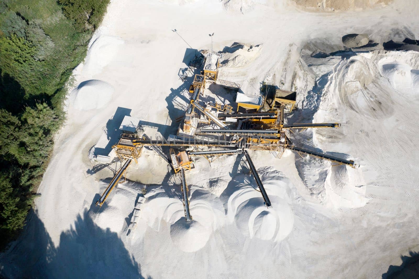 Aerial view of a stone factory intended for the construction market 