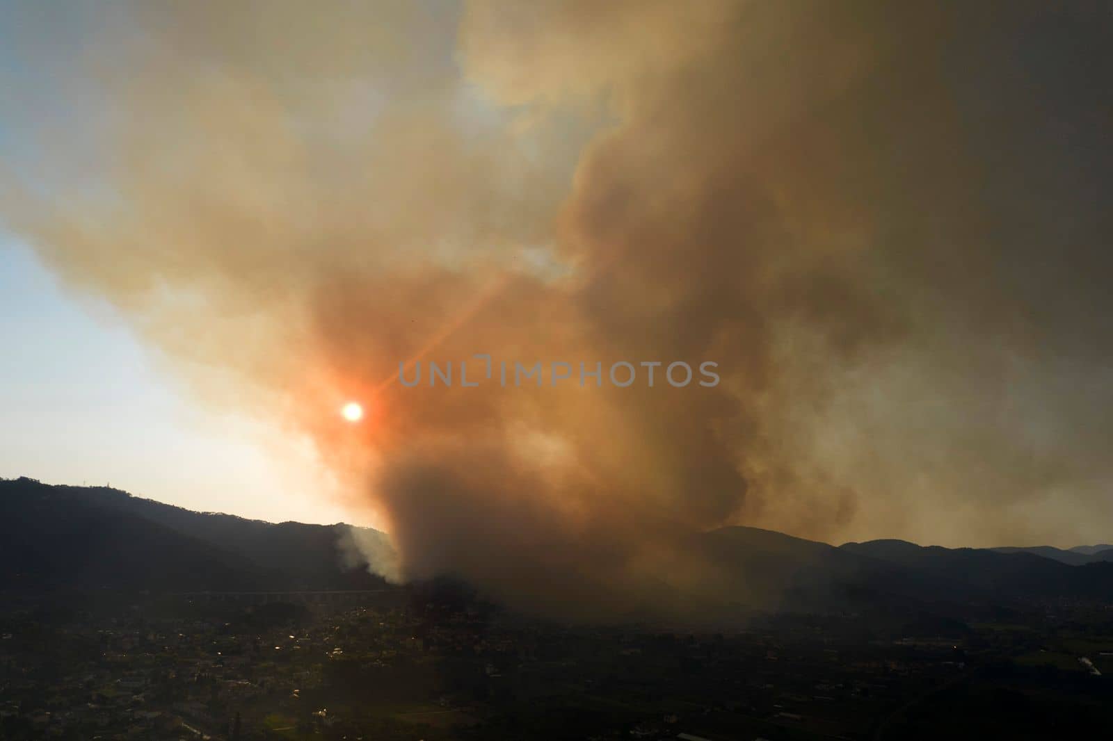 Large column of smoke from a forest fire by fotografiche.eu