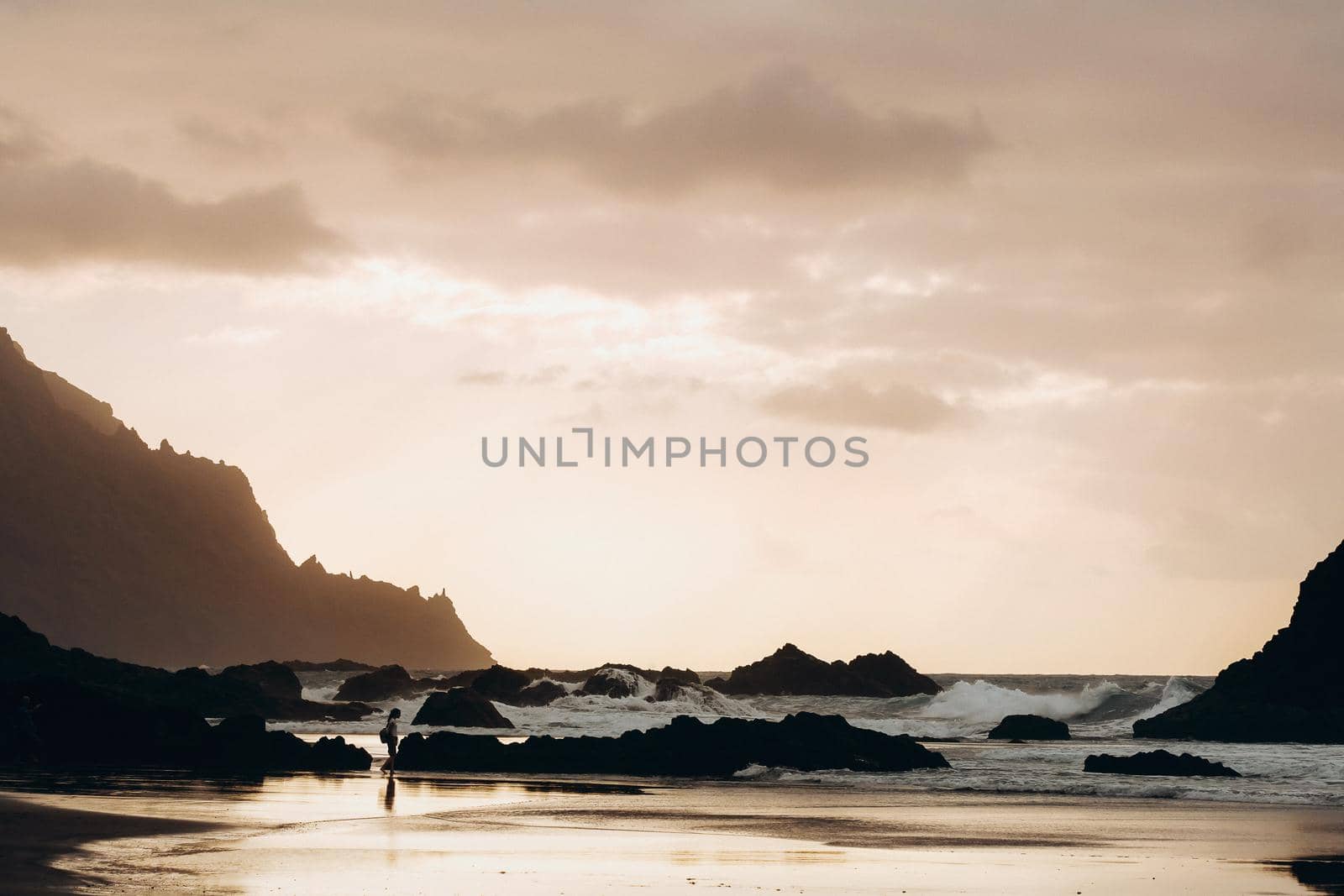 Benijo beach on the north coast of the island Tenerife, Spain. by Lobachad