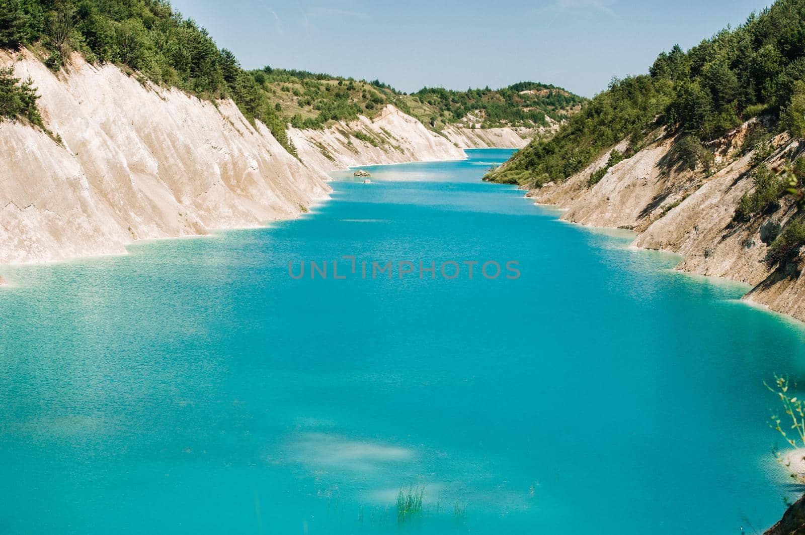 Volkovysk chalk pits or Belarusian Maldives beautiful saturated blue lakes. Famous chalk quarries near Vaukavysk, Belarus. Developed for the needs of Krasnaselski plant construction materials. by Lobachad