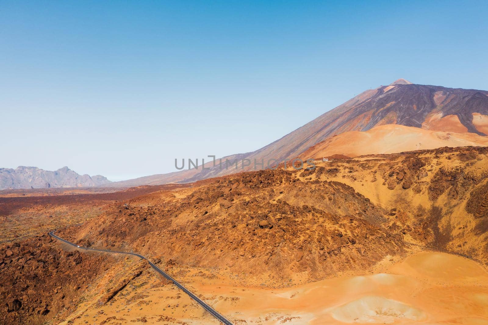 Mars the red planet's desert landscape. Teide National Park. Beautiful view of the Teide volcano. Desert Crater of the Teide volcano.Mount Teide in Tenerife. Tenerife, Canary Islands.