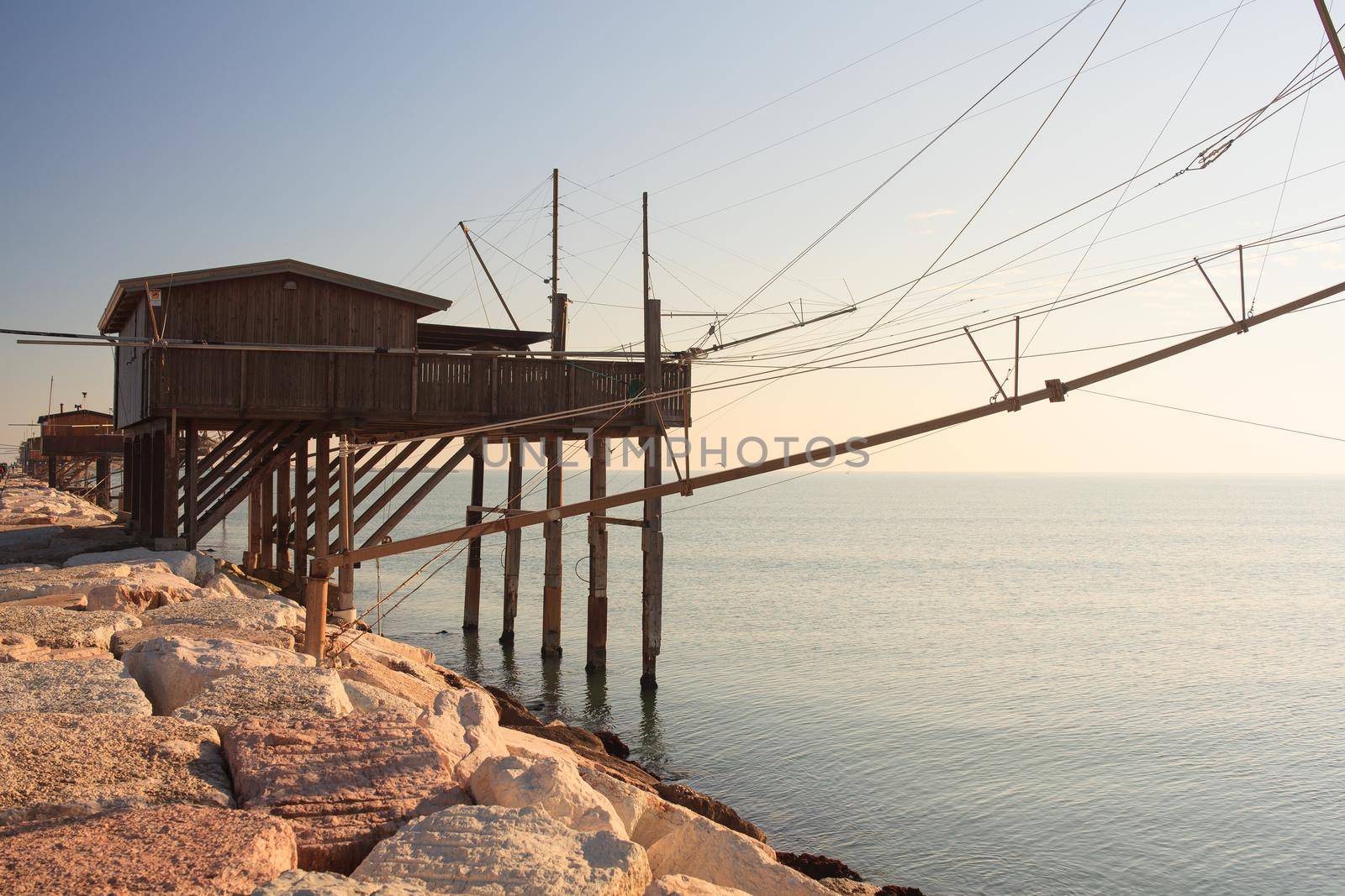Casoni, ancient stilt house of fisher man in Sottomarina. Chioggia