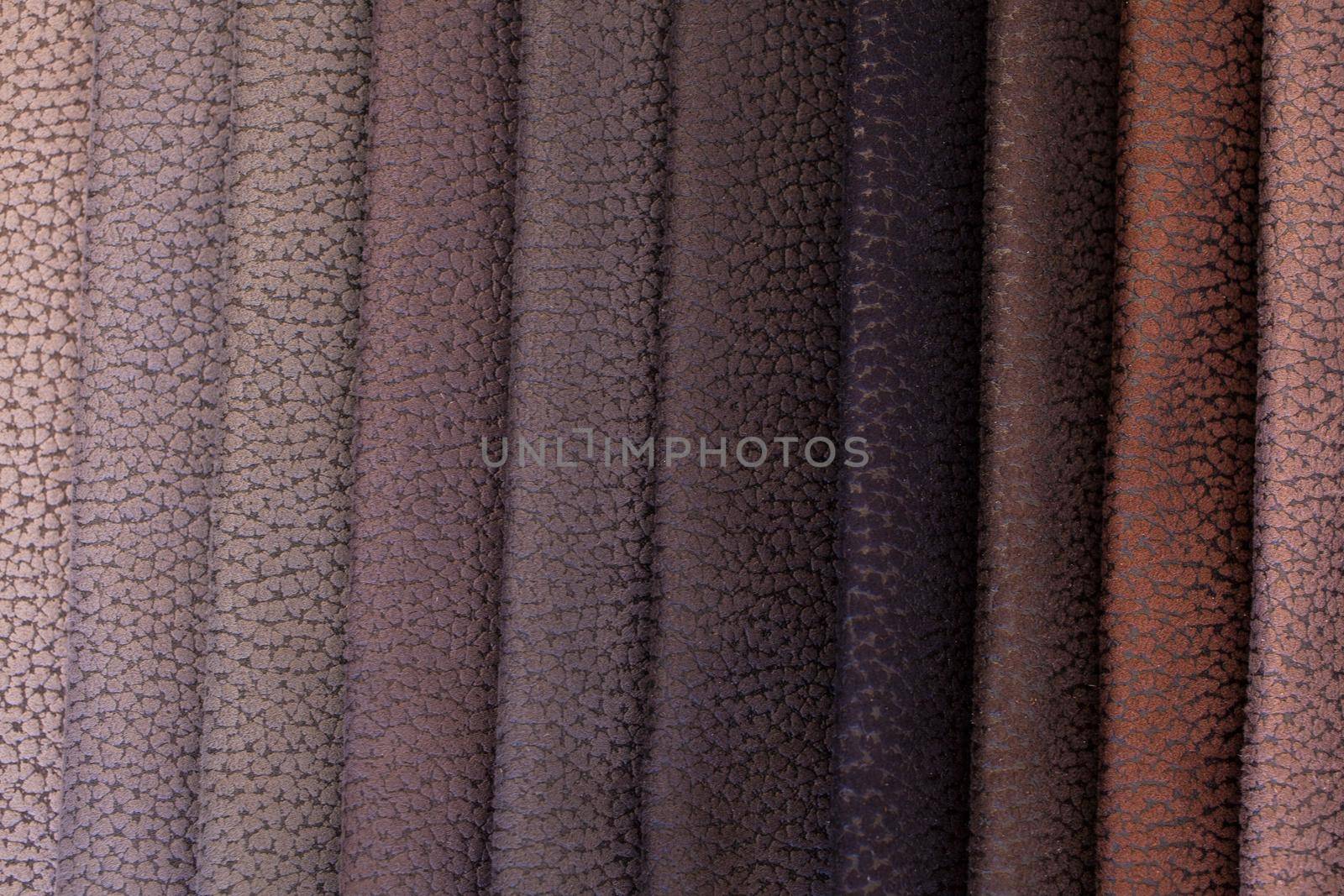 Close up of colored leather for sofa