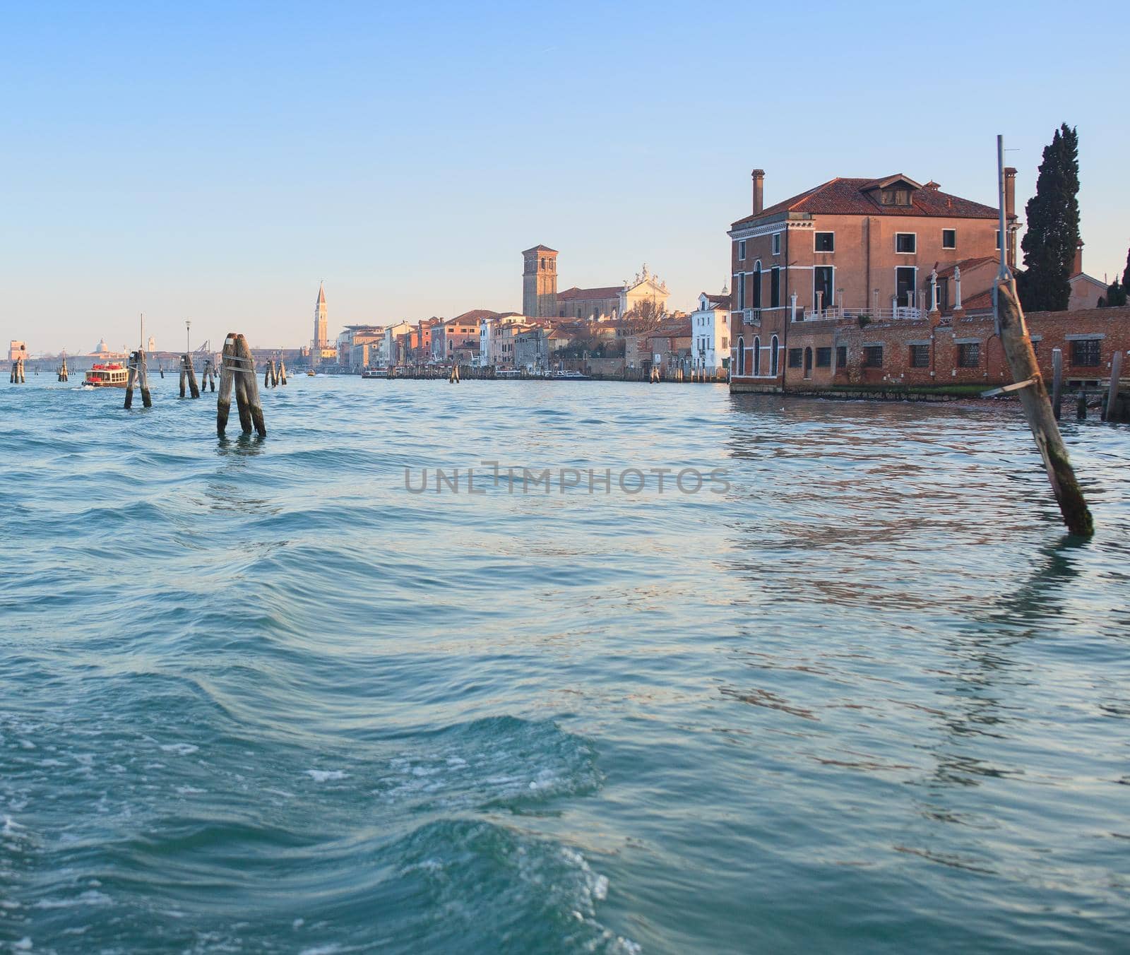 View of the Venice lagoon in Italy