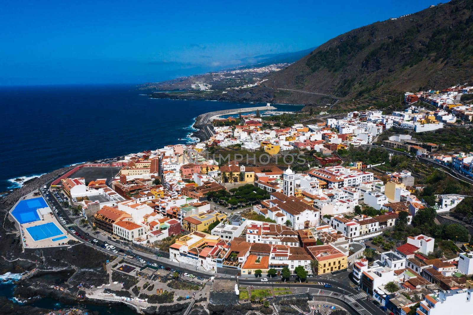 Beach in Tenerife, Canary Islands, Spain.Aerial view of Garachiko in the Canary Islands by Lobachad