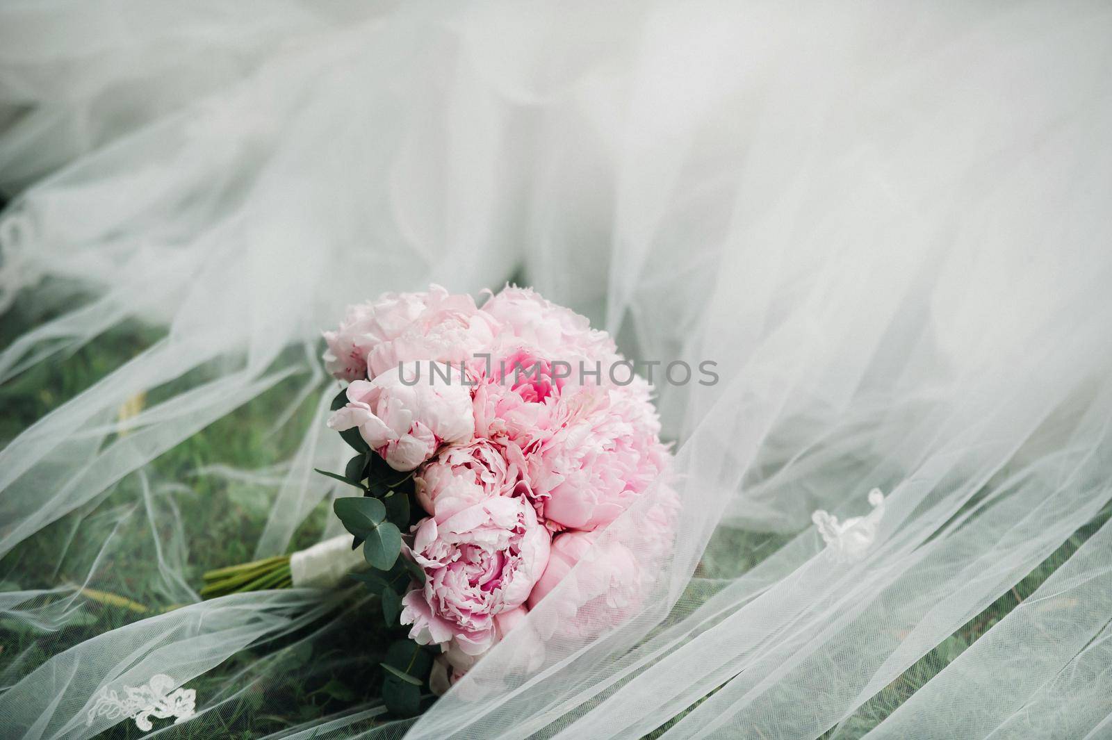 wedding bouquet with peonies at the wedding.Beautiful bouquet of flowers. by Lobachad