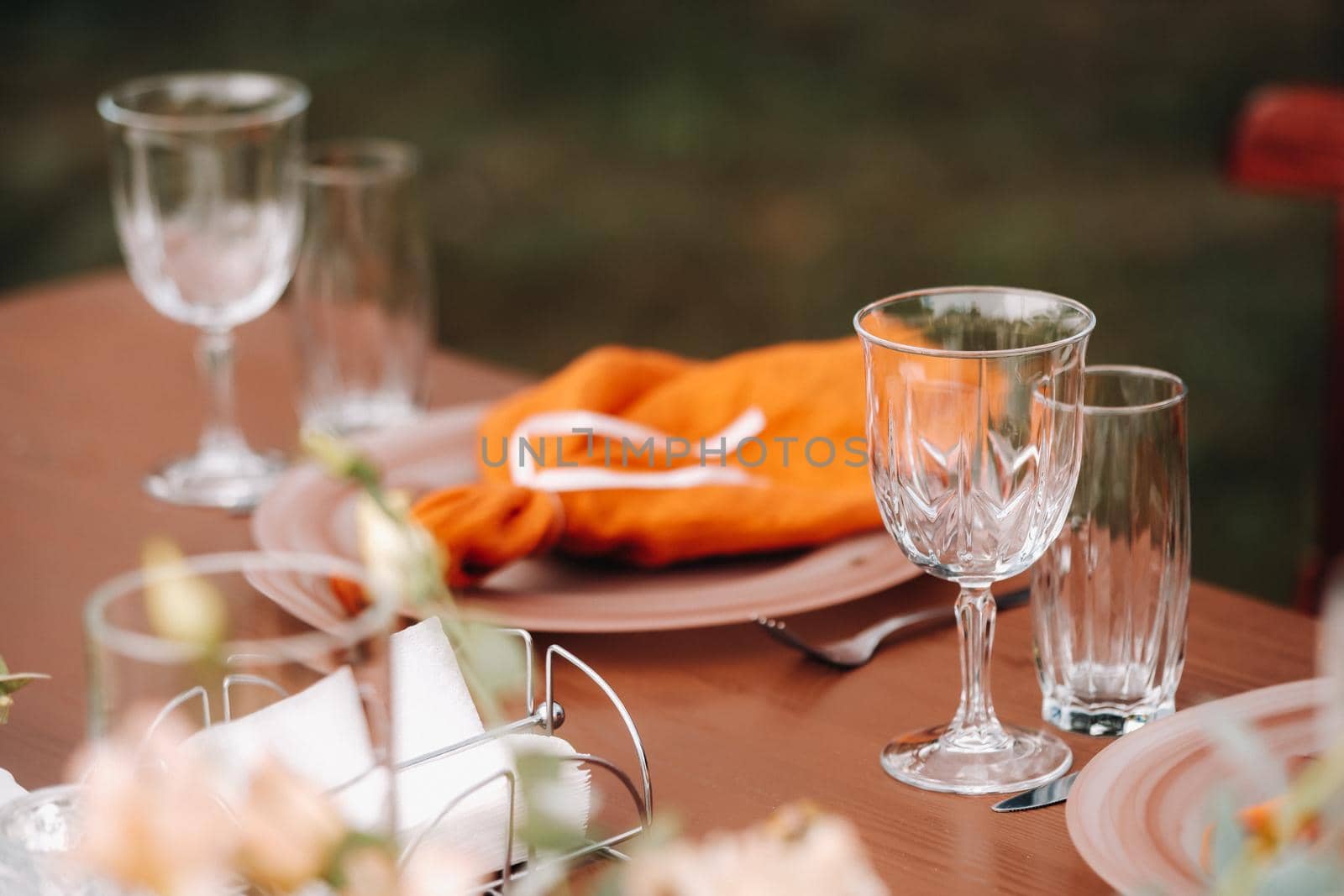 wedding table decoration with flowers on the table, dinner table decor.