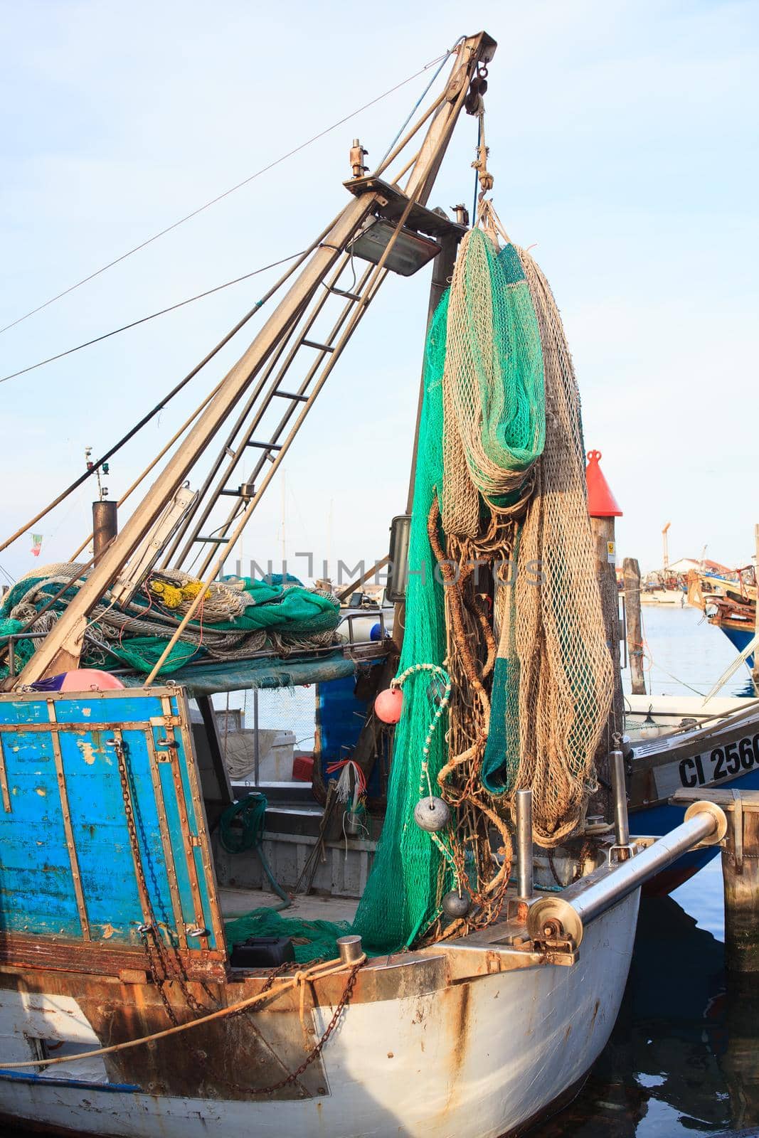 View of fisherboats in Chioggia, little town in the Venetian lagoon