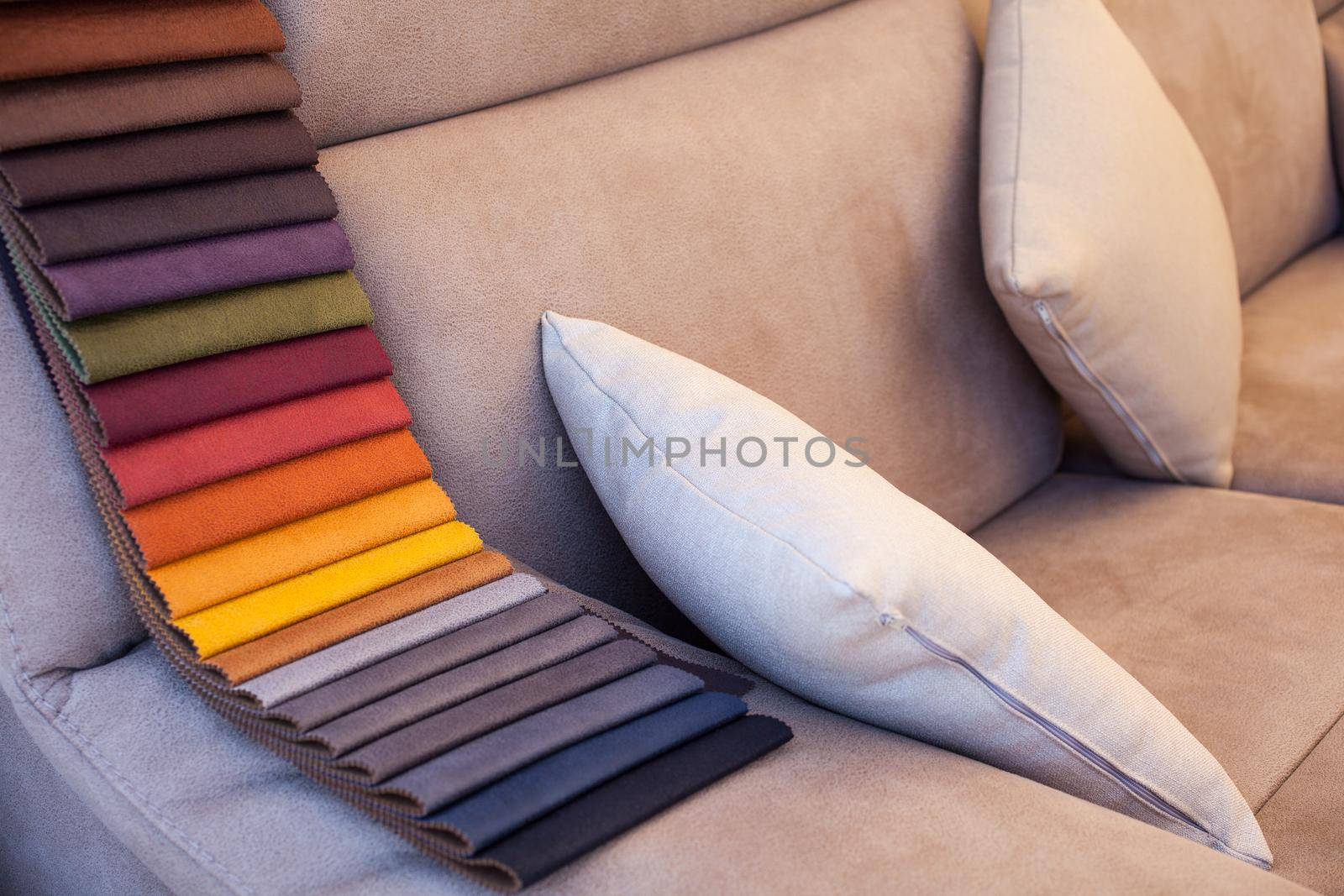 Colored leather on sofa by bepsimage