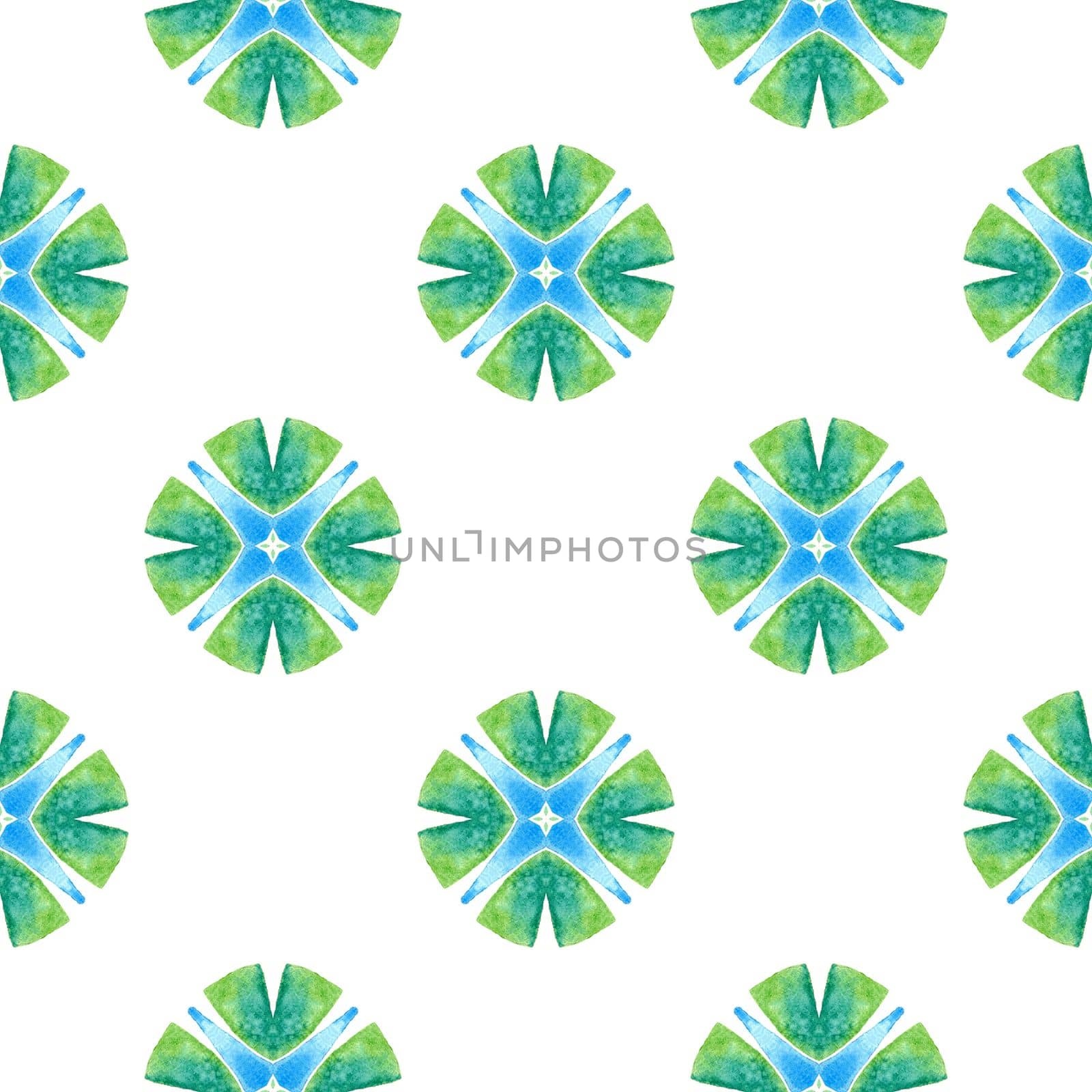 Green geometric chevron watercolor border. Green indelible boho chic summer design. Chevron watercolor pattern. Textile ready pretty print, swimwear fabric, wallpaper, wrapping.