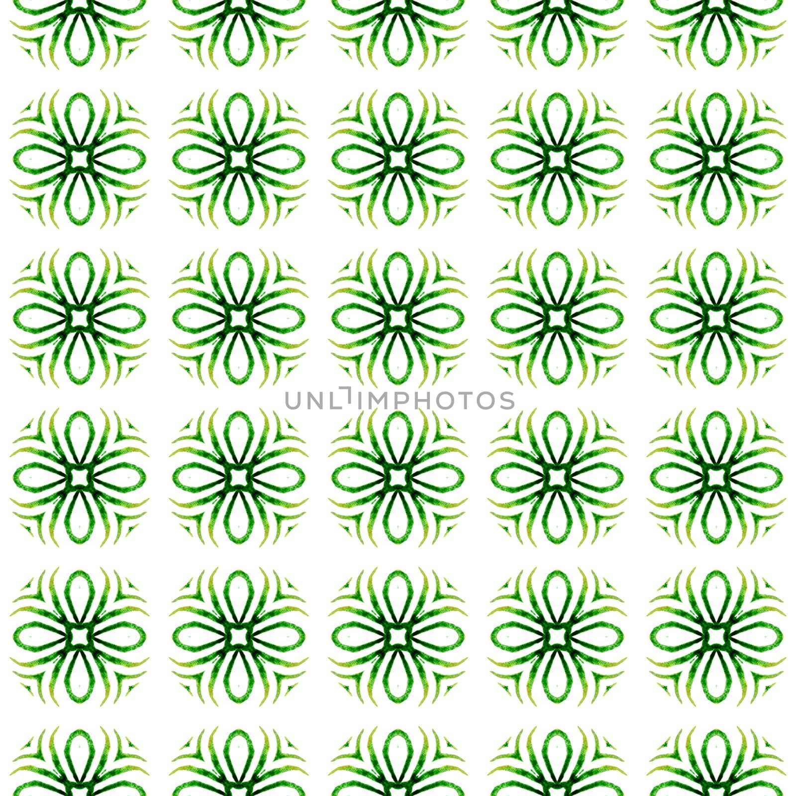 Hand drawn tropical seamless border. Green perfect boho chic summer design. Textile ready great print, swimwear fabric, wallpaper, wrapping. Tropical seamless pattern.