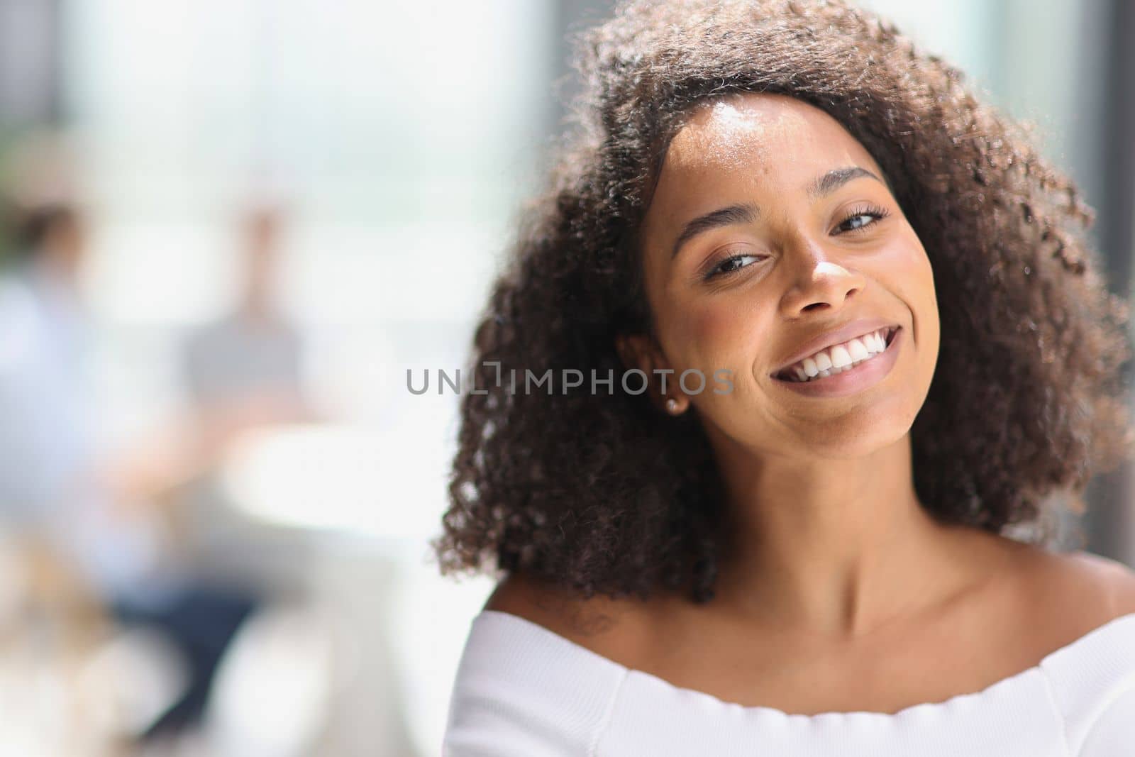 Portrait of an African American young business woman working in the office