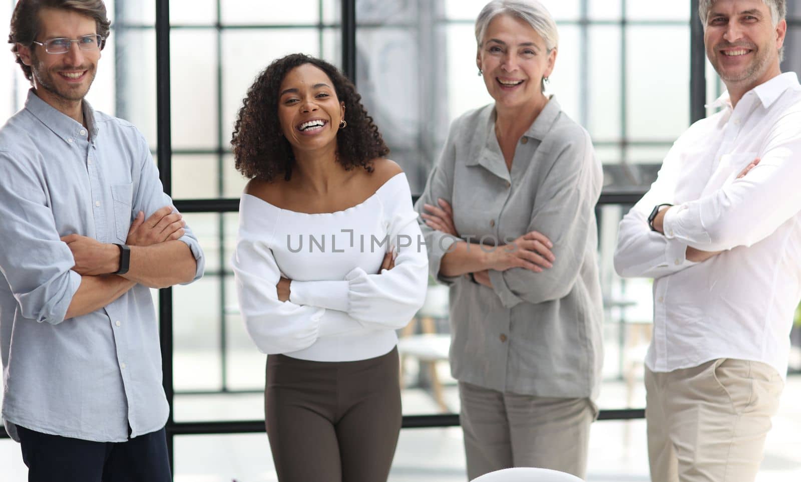 A group of young modern people in smart casual clothes