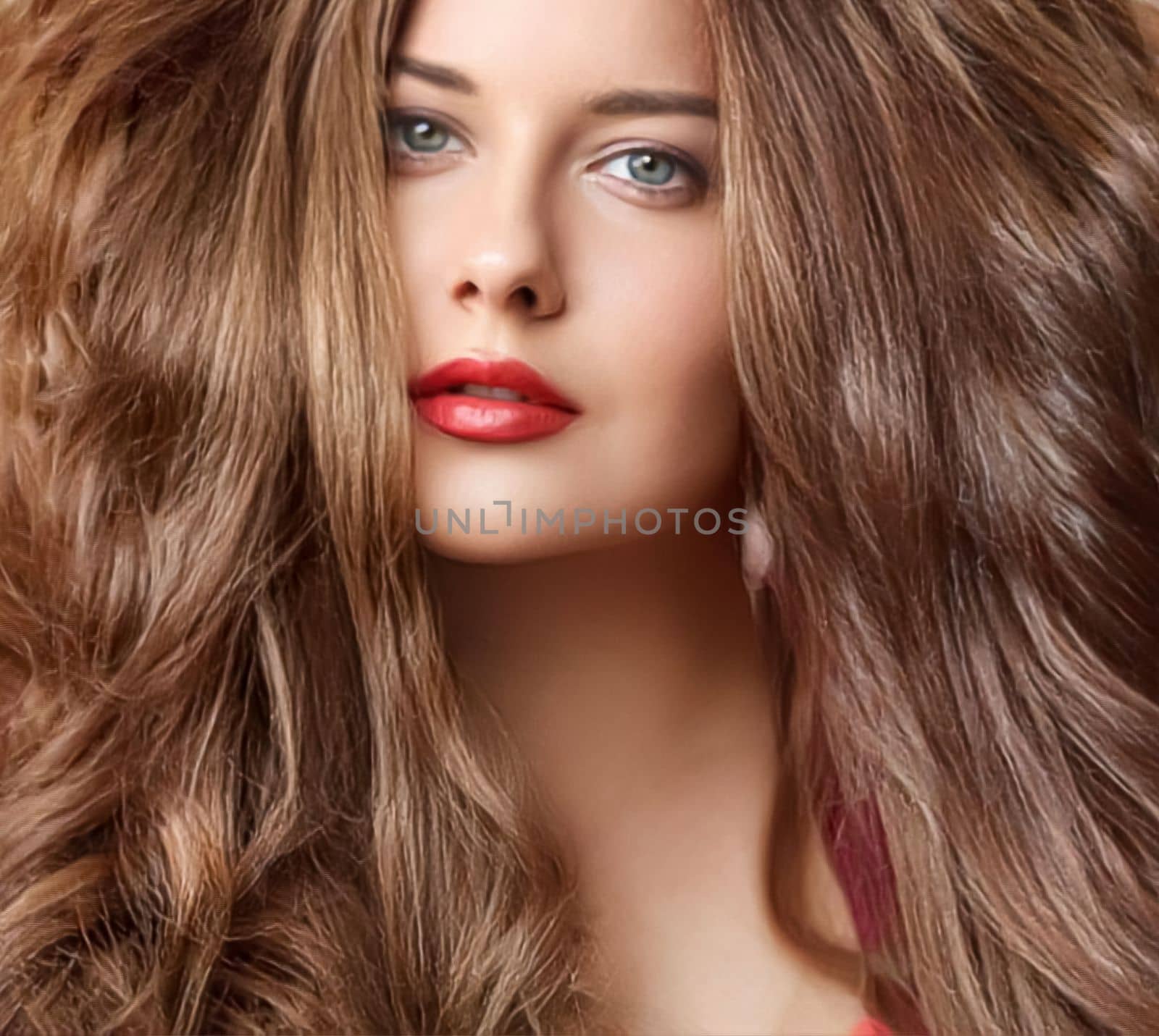 Hairstyle, beauty and hair care, beautiful woman with long natural brown hair, glamour portrait for hair salon and haircare brand