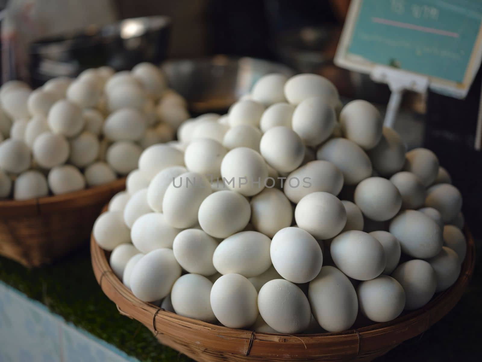 ORGANIC Salted eggs in the market in Thailand by Hepjam