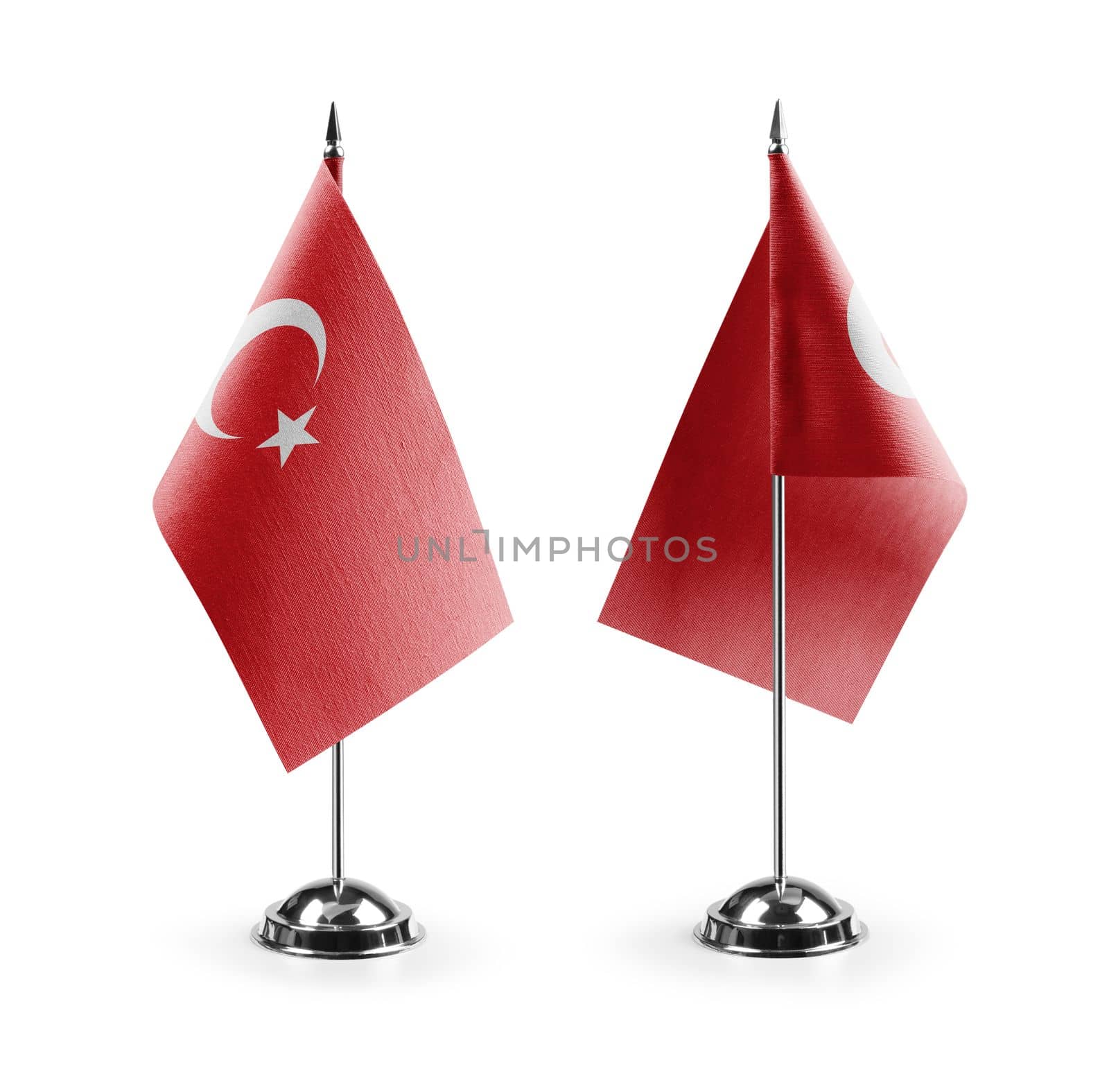 Small national flags of the Turkey on a white background.