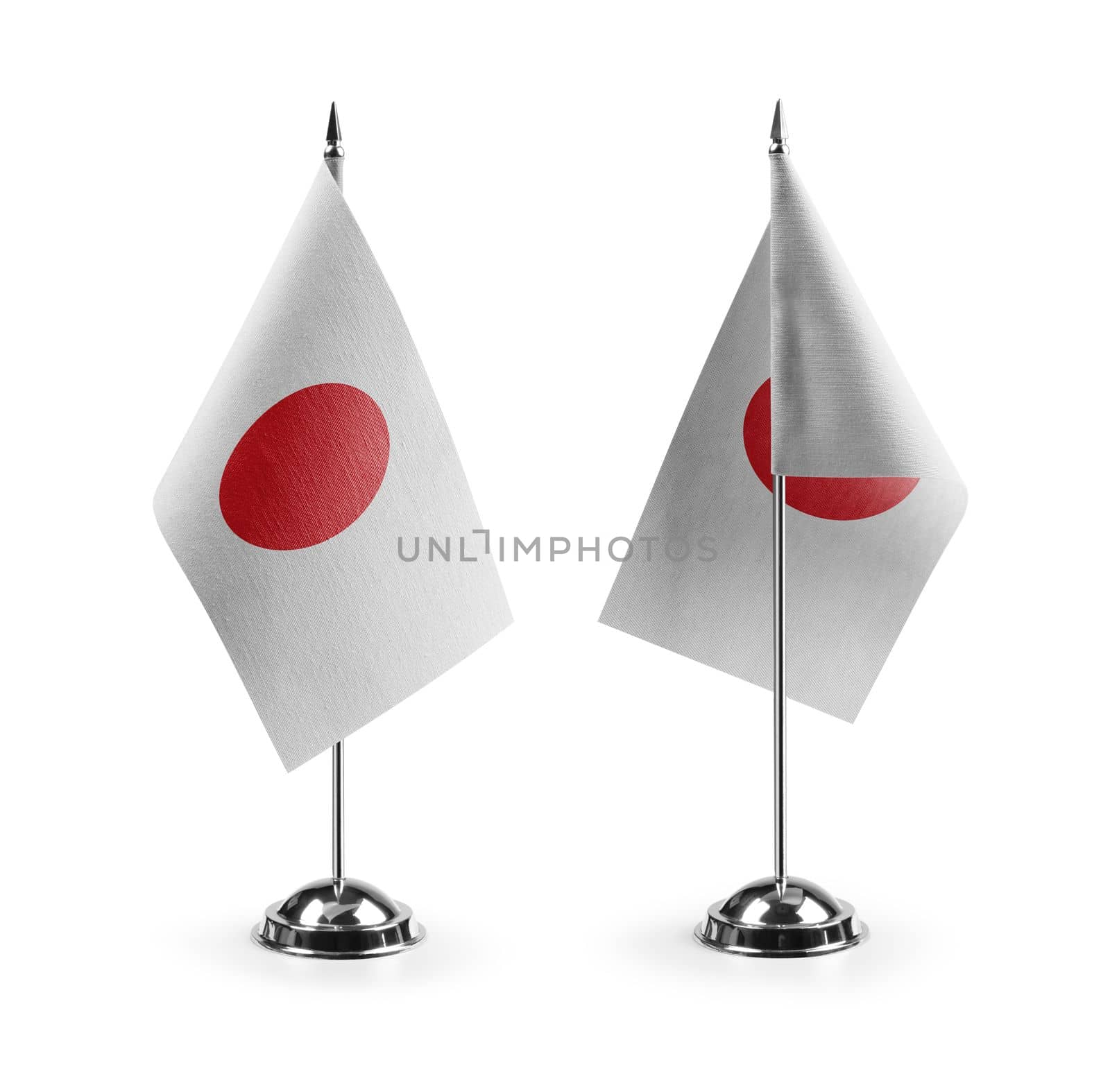 Small national flags of the Japan on a white background by butenkow