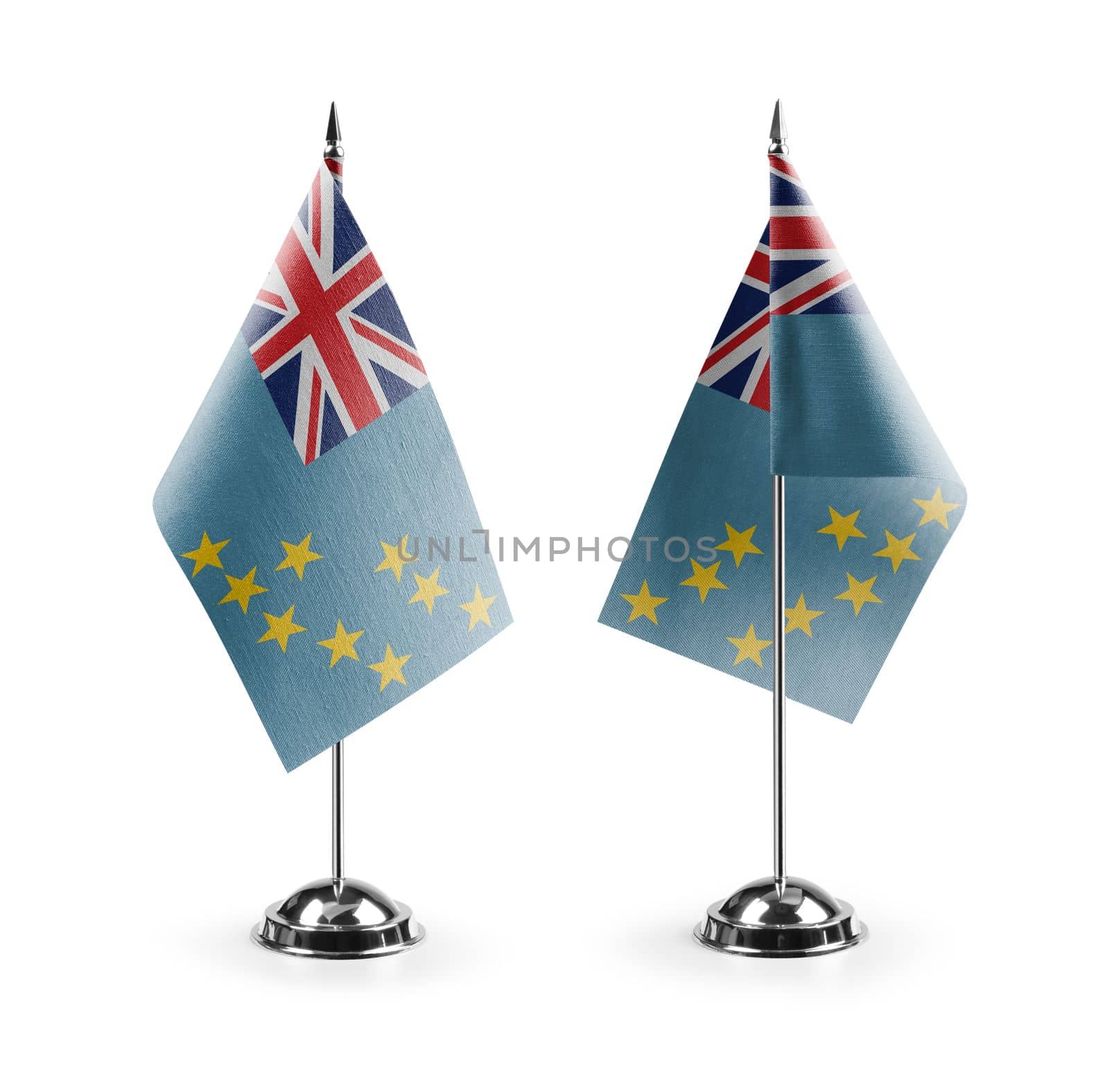 Small national flags of the Tuvalu on a white background.