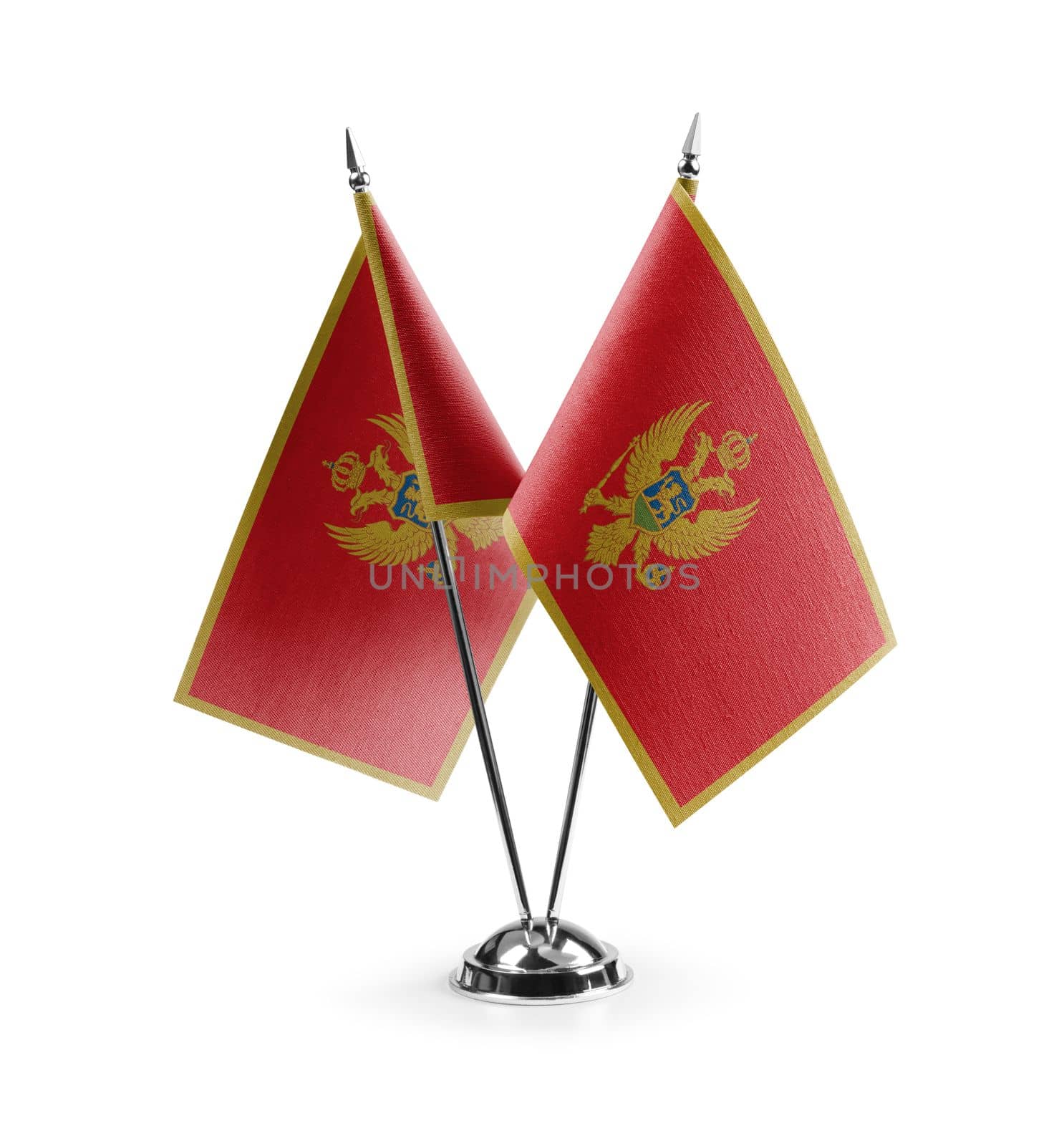 Small national flags of the Montenegro on a white background by butenkow