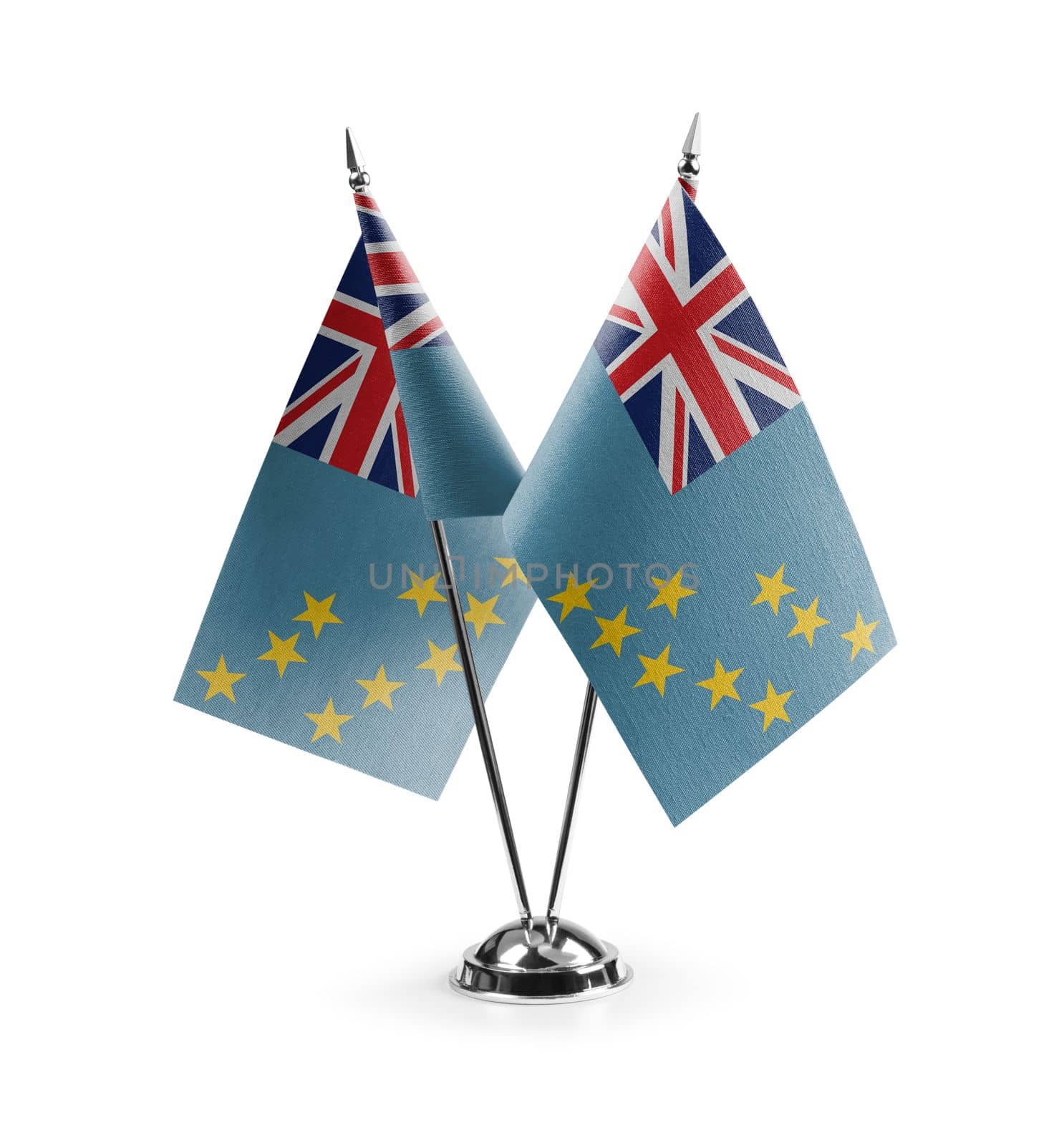 Small national flags of the Tuvalu on a white background.