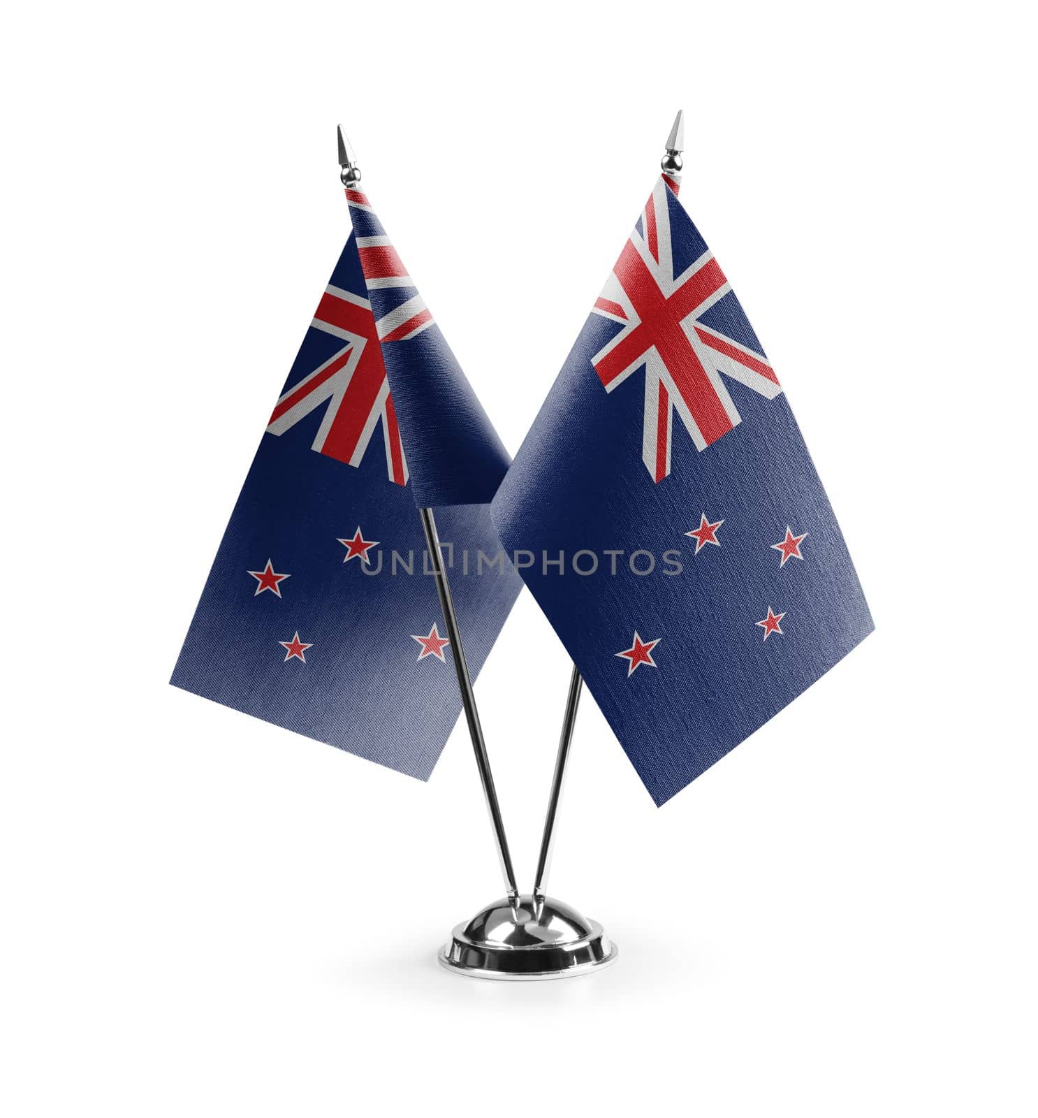 Small national flags of the New Zealand on a white background.