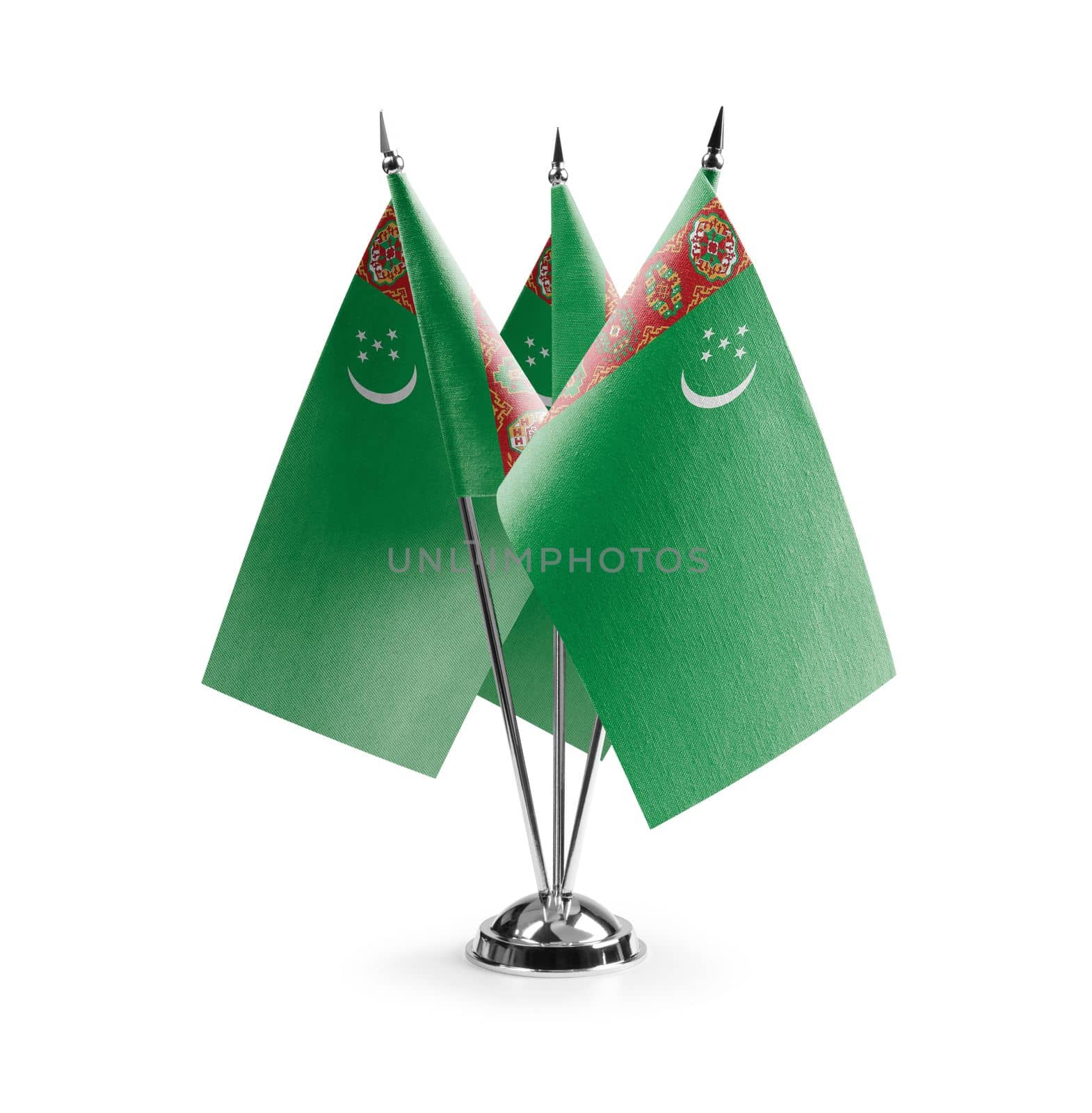 Small national flags of the Turkmenistan on a white background by butenkow